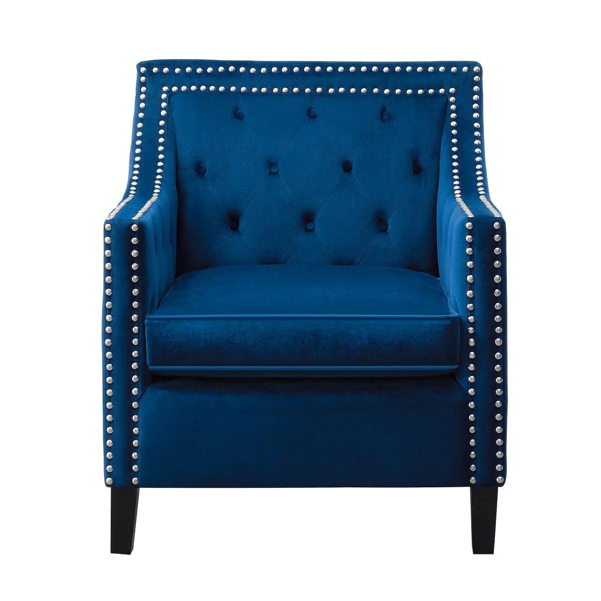 Grazioso Navy Velvet Fabric Tufted Accent Chair - Image 1