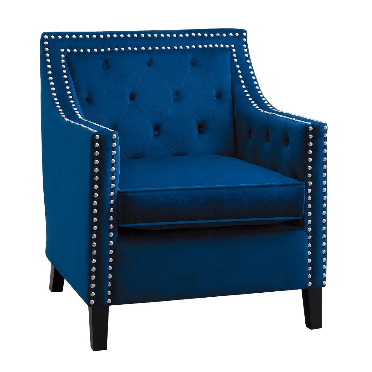 Grazioso Navy Velvet Fabric Tufted Accent Chair - Image 2