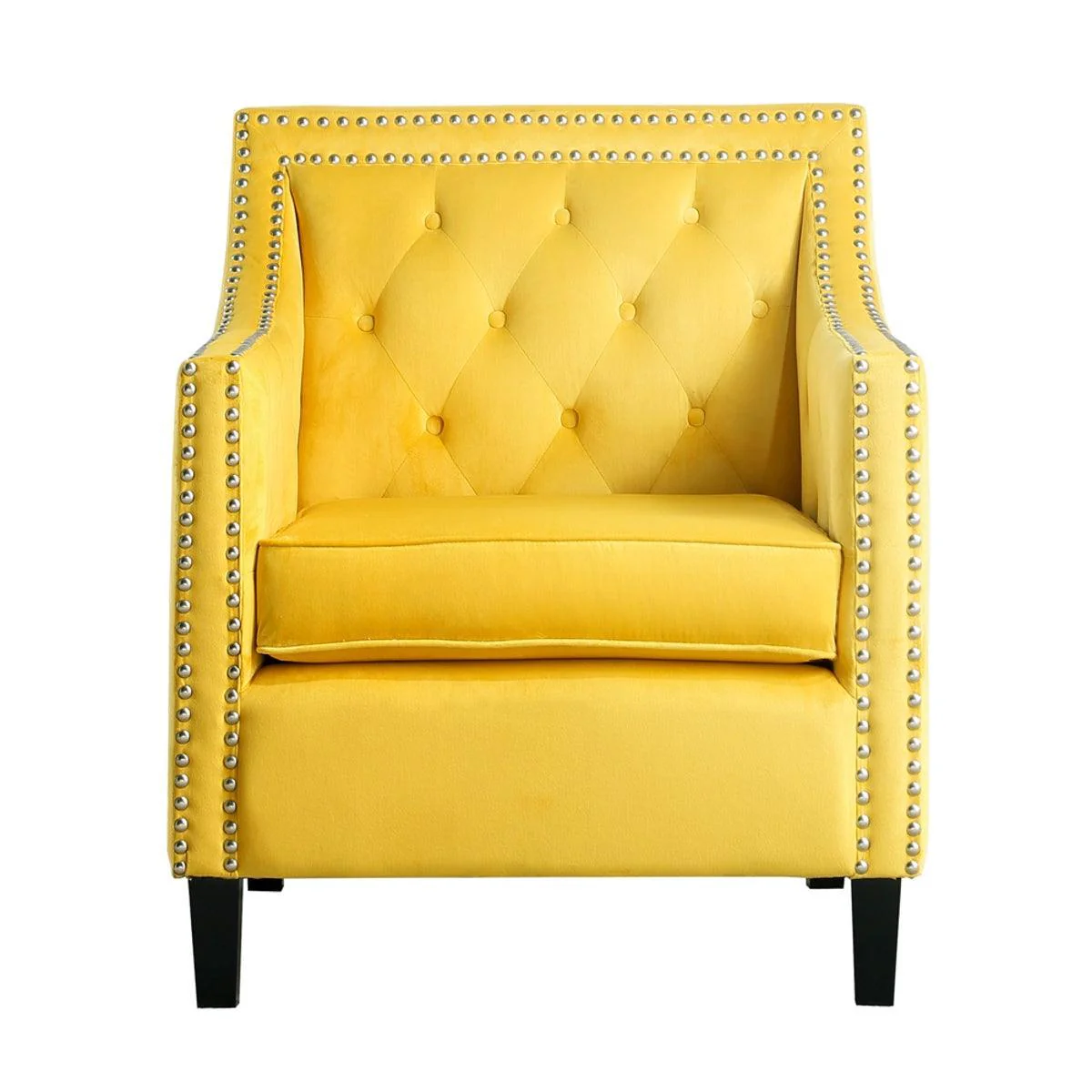 Grazioso Yellow Velvet Fabric Tufted Accent Chair - Image 1