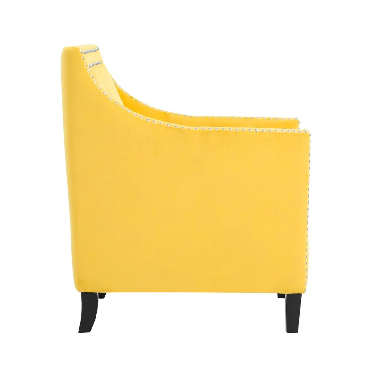 Grazioso Yellow Velvet Fabric Tufted Accent Chair - Image 3