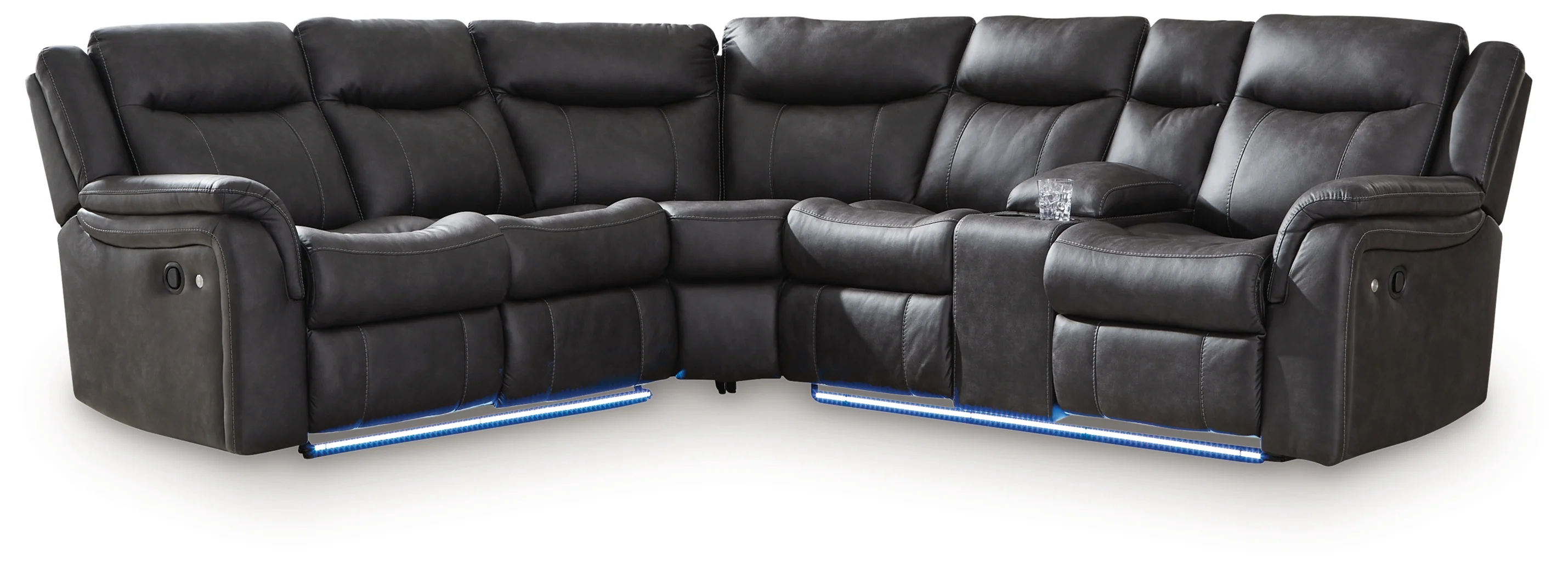 Sultan Meadow Carbon Faux Leather 2-Piece Reclining Sectional - Image 2