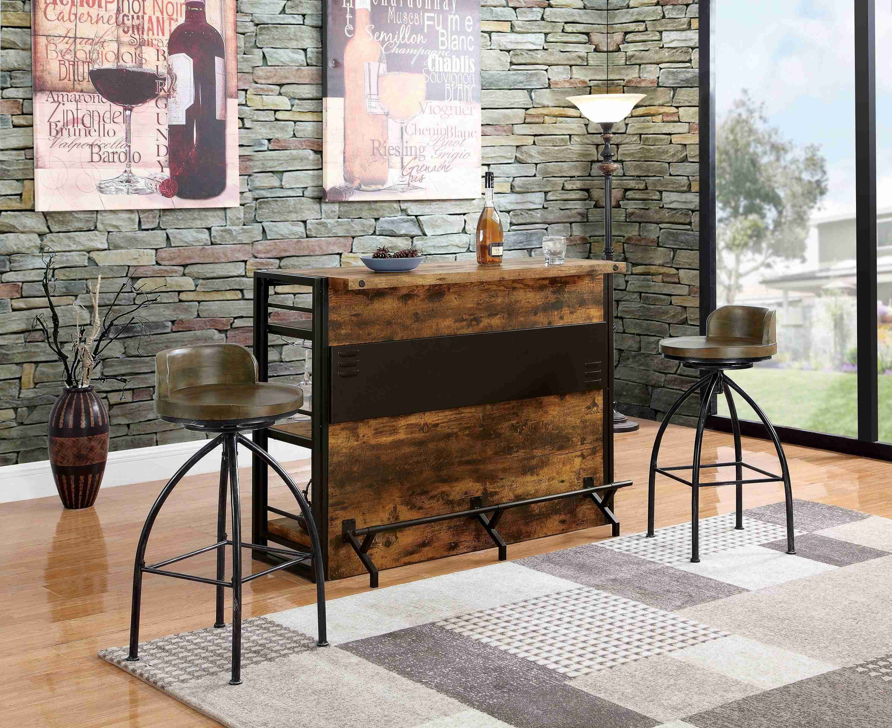 Renaldi Bar Unit With Stemware Rack Antique Nutmeg - Image 2