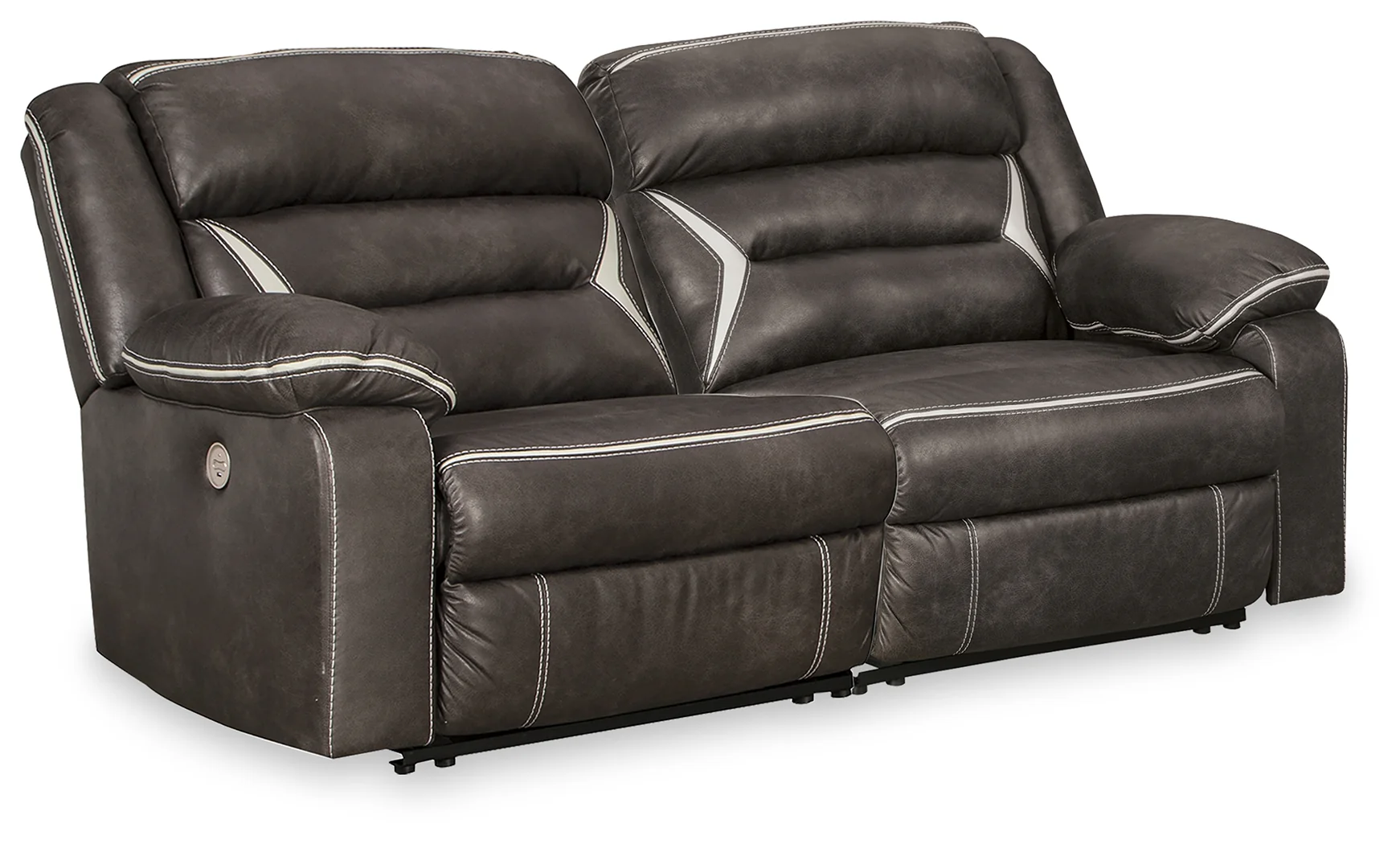 Kincord Midnight Faux Leather 2-Piece Power Reclining Sectional Loveseat - Image 1