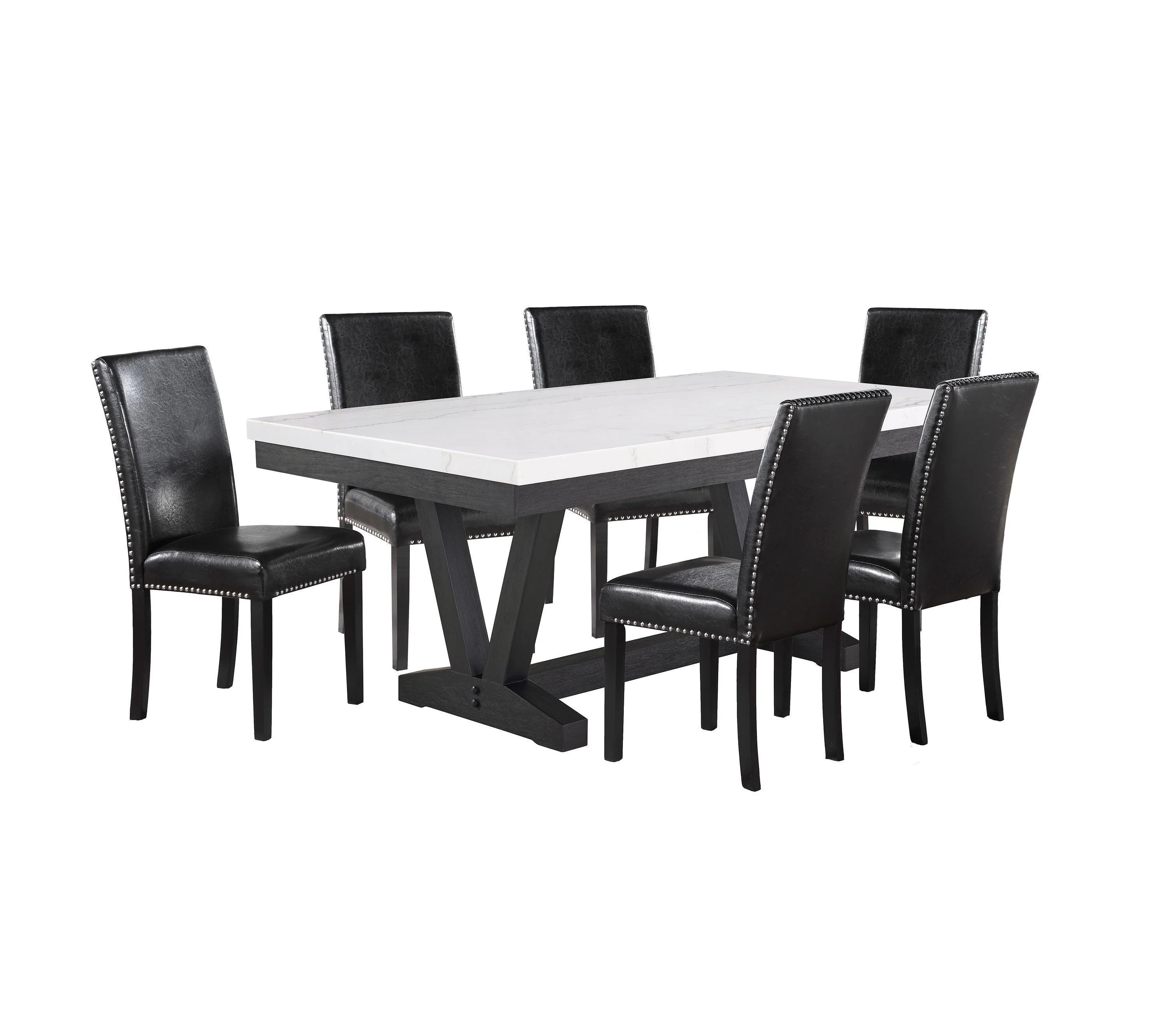 Vance White Black Marble Rectangular Dining Room Set - Image 2