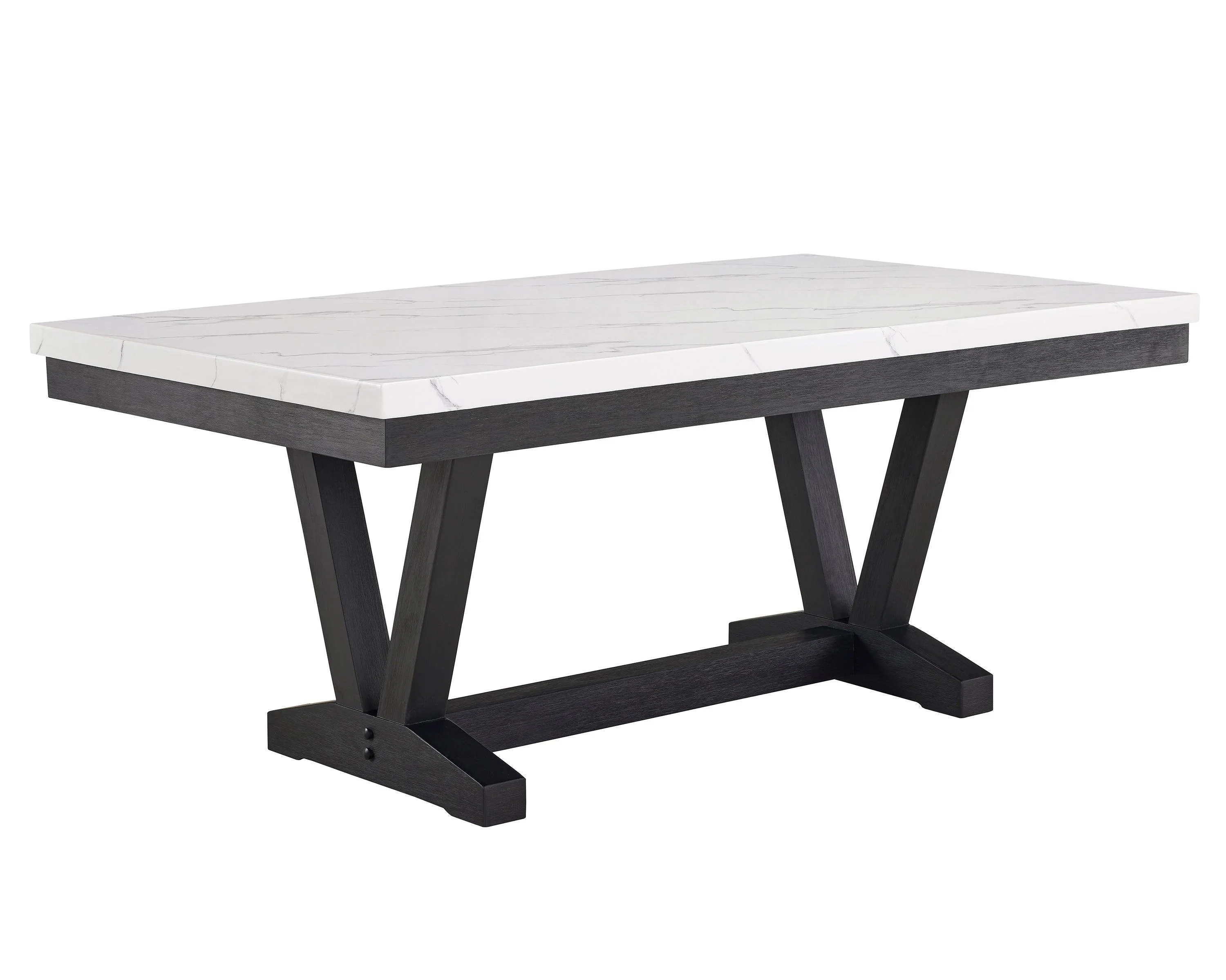 Vance White Black Marble Rectangular Dining Room Set - Image 3