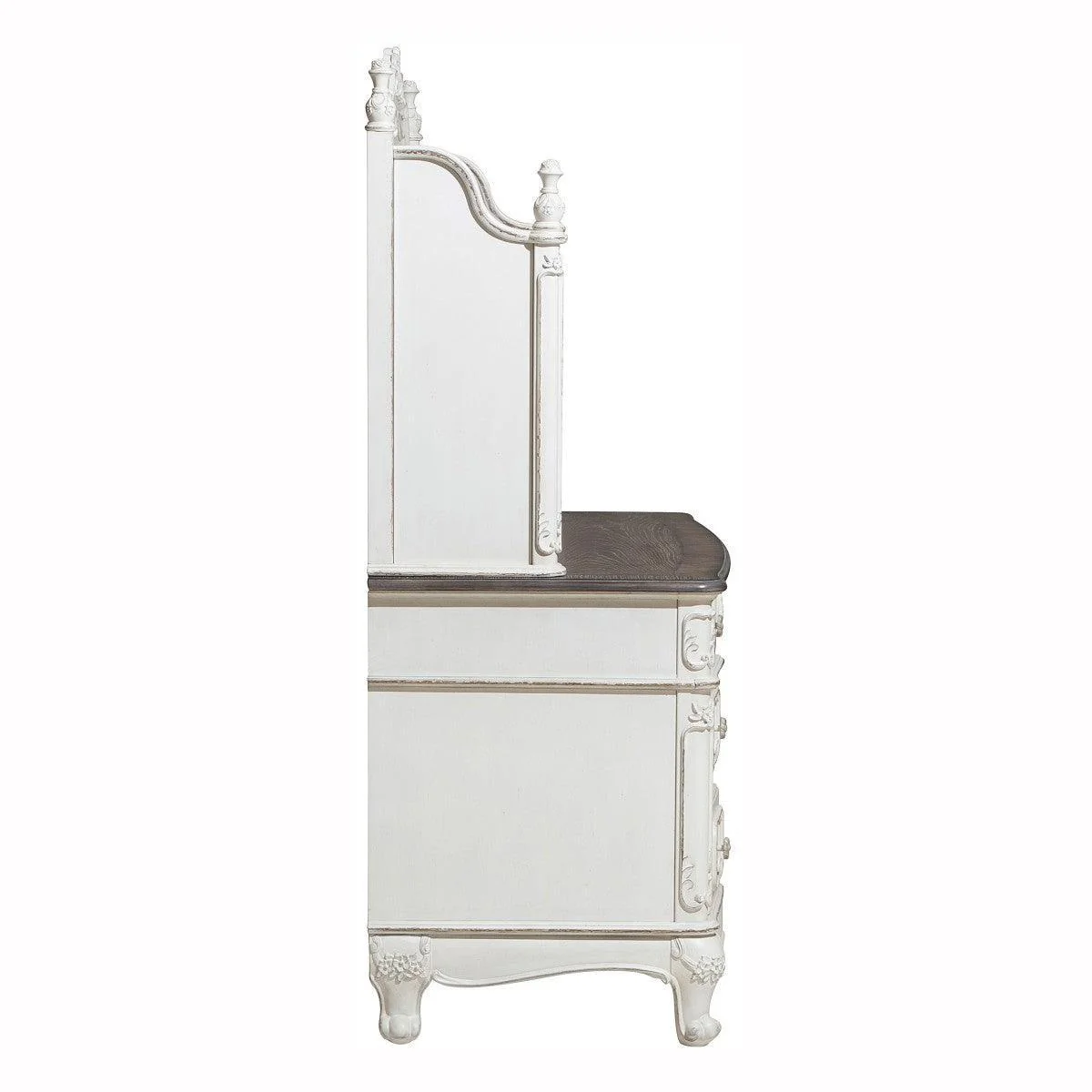 Cinderella Antique White With Gray Rub through Writing Desk With Hutch - Image 3