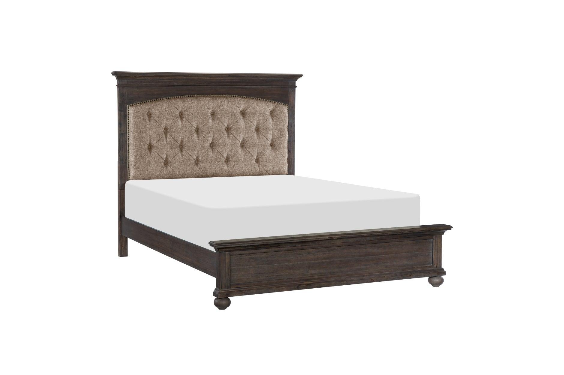 Motsinger Brown Fabric Tufted Panel Bedroom Set - Image 3