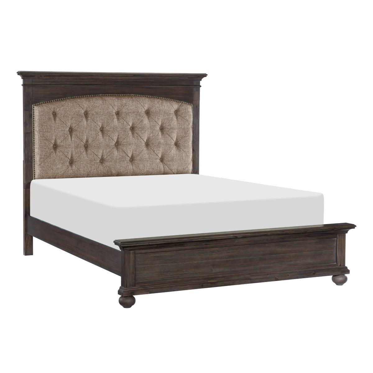 Motsinger Brown Fabric Tufted Queen Bed - Image 2