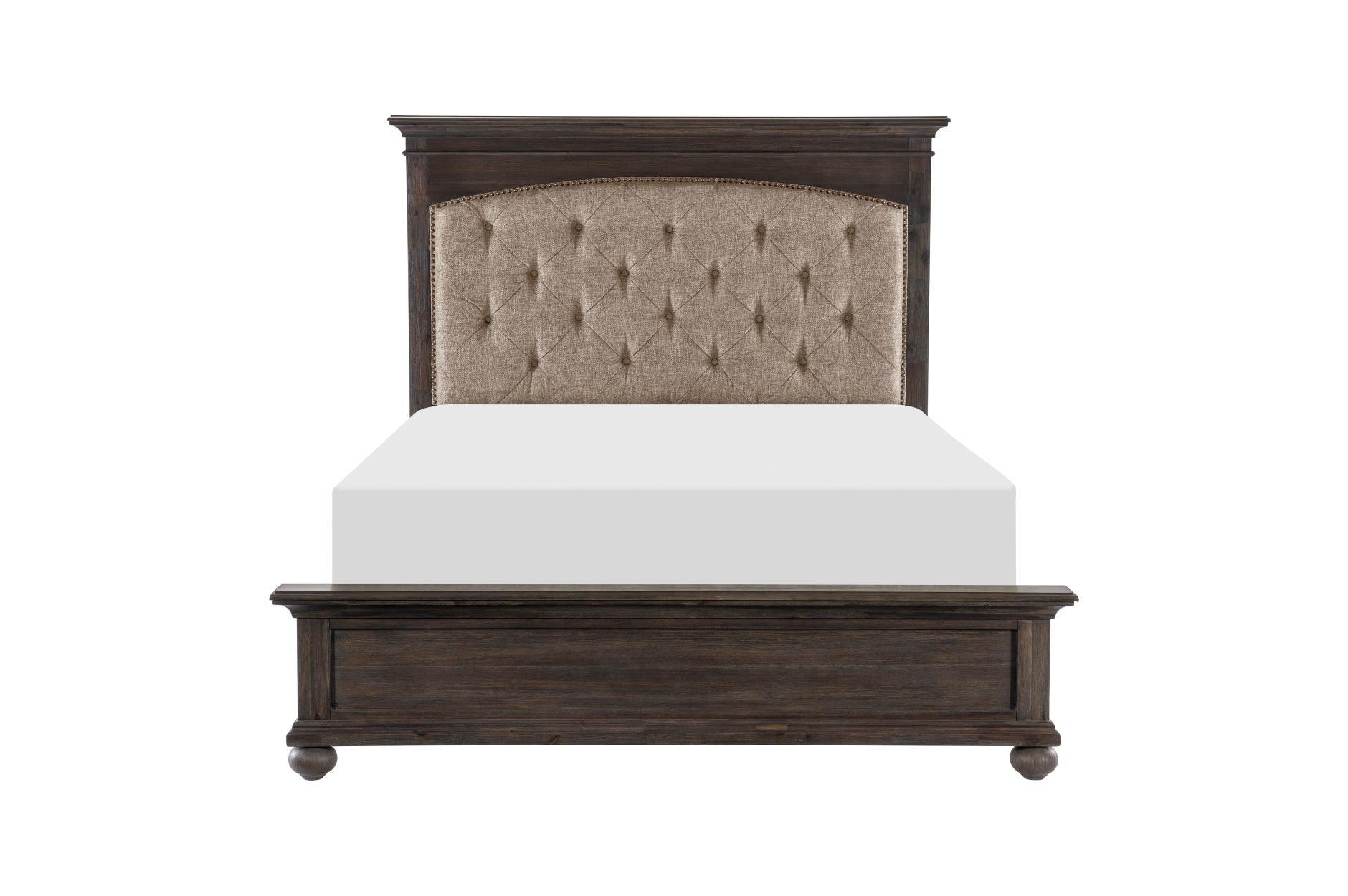 Motsinger Brown Fabric Tufted Panel Bedroom Set - Image 2