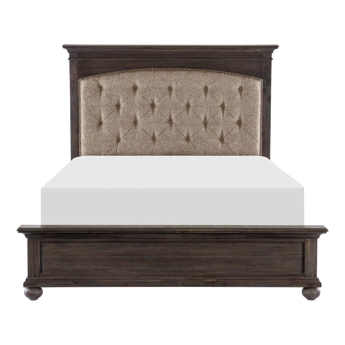 Motsinger Brown Fabric Tufted Queen Bed - Image 1