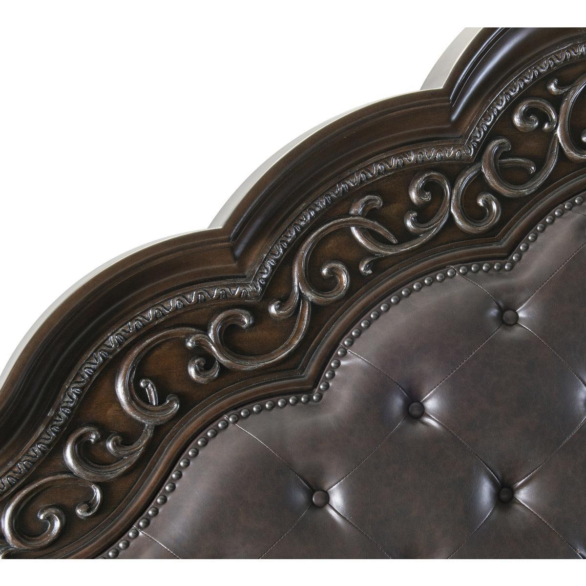 Beddington Dark Brown Faux Leather Tufted King Bed - Image 3