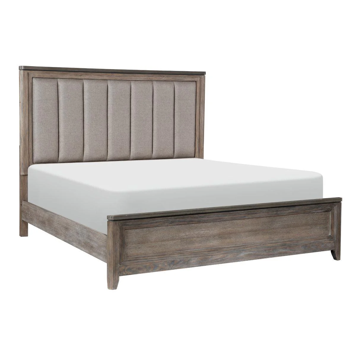 Newell Light Brown Oak Fabric King Bed - Image 2