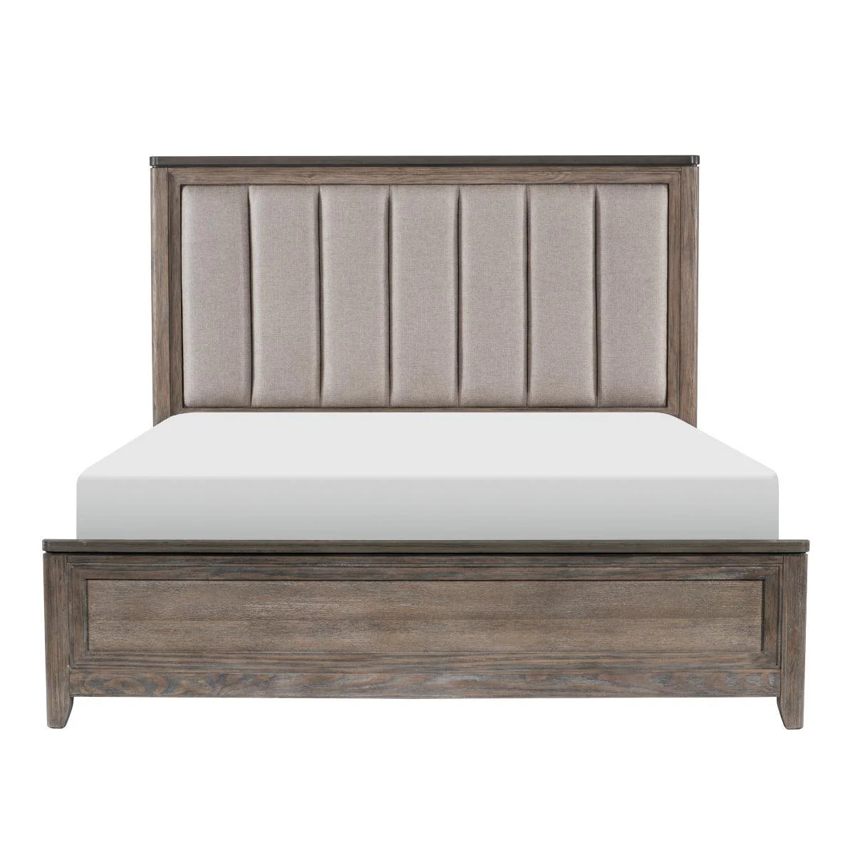 Newell Light Brown Oak Fabric King Bed - Image 1