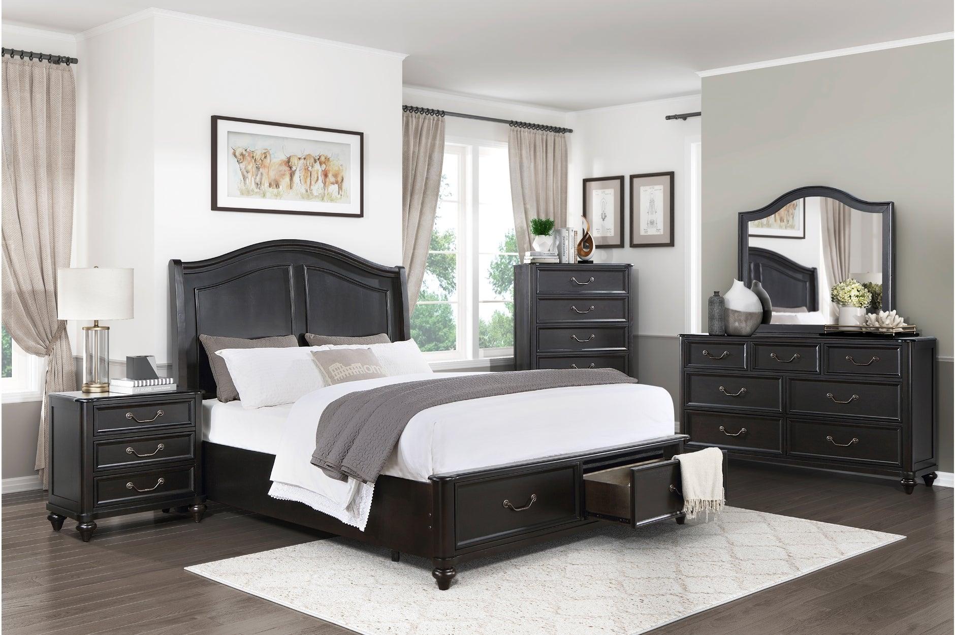 Herman Charcoal Brown Upholstered Bedroom Set - Image 1