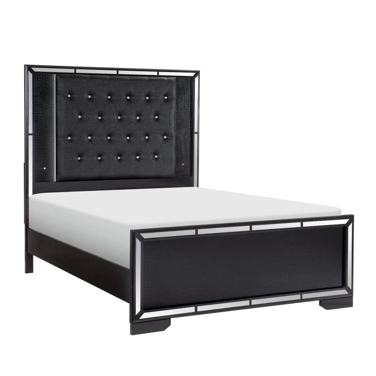 Aveline Black Faux Faux Leather Panel King Bed - Image 2