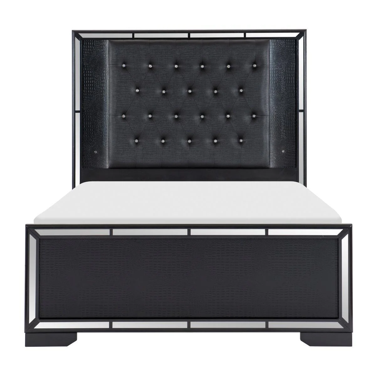 Aveline Black Faux Faux Leather Panel Queen Bed