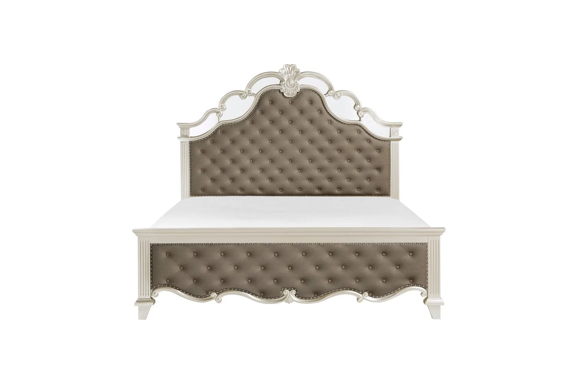 Ever Champagne Upholstered Tufted Panel Bedroom Set - Image 2