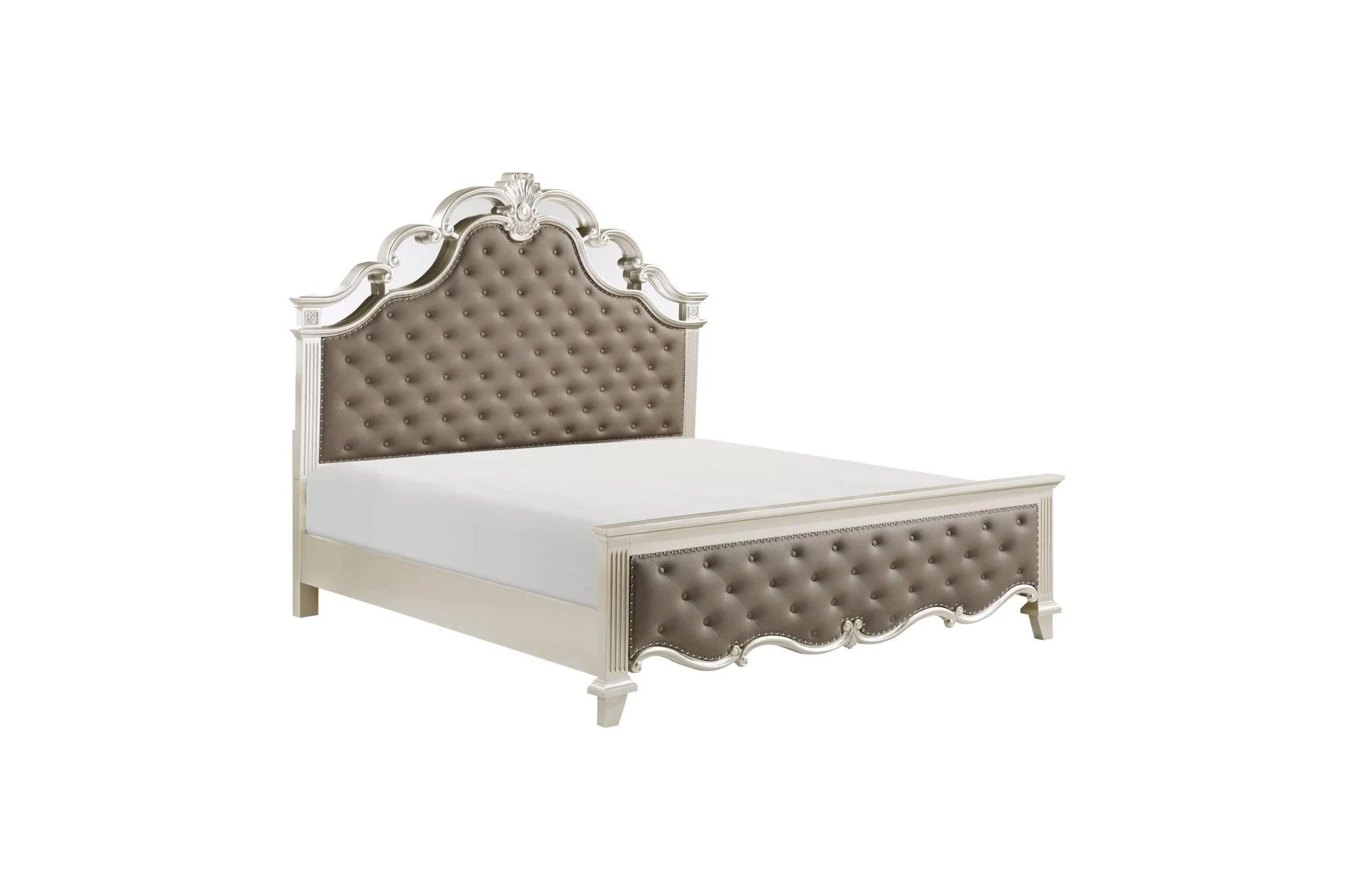 Ever Champagne Upholstered Tufted Panel Bedroom Set - Image 3
