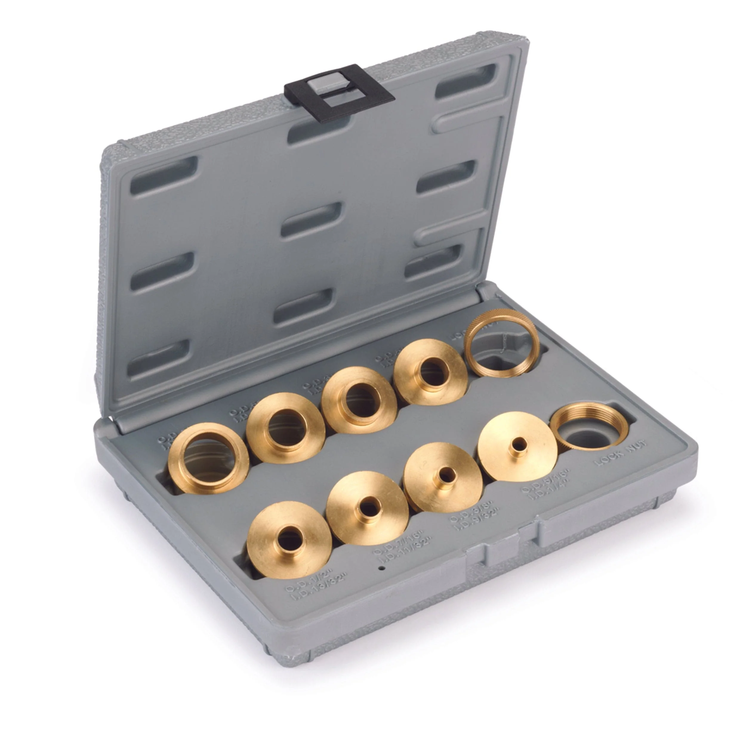 Router Bushing Set with Case – Brass – 10 Piece