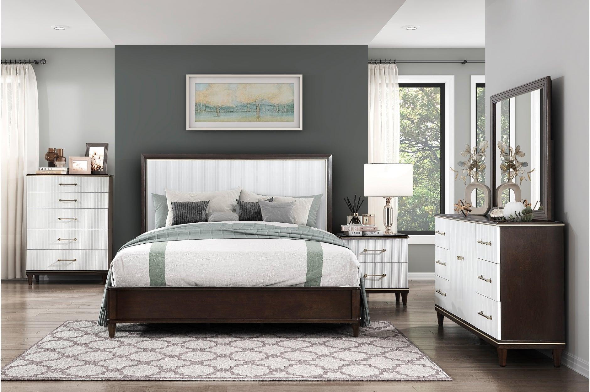 Niles White Brown Panel Bedroom Set - Image 1