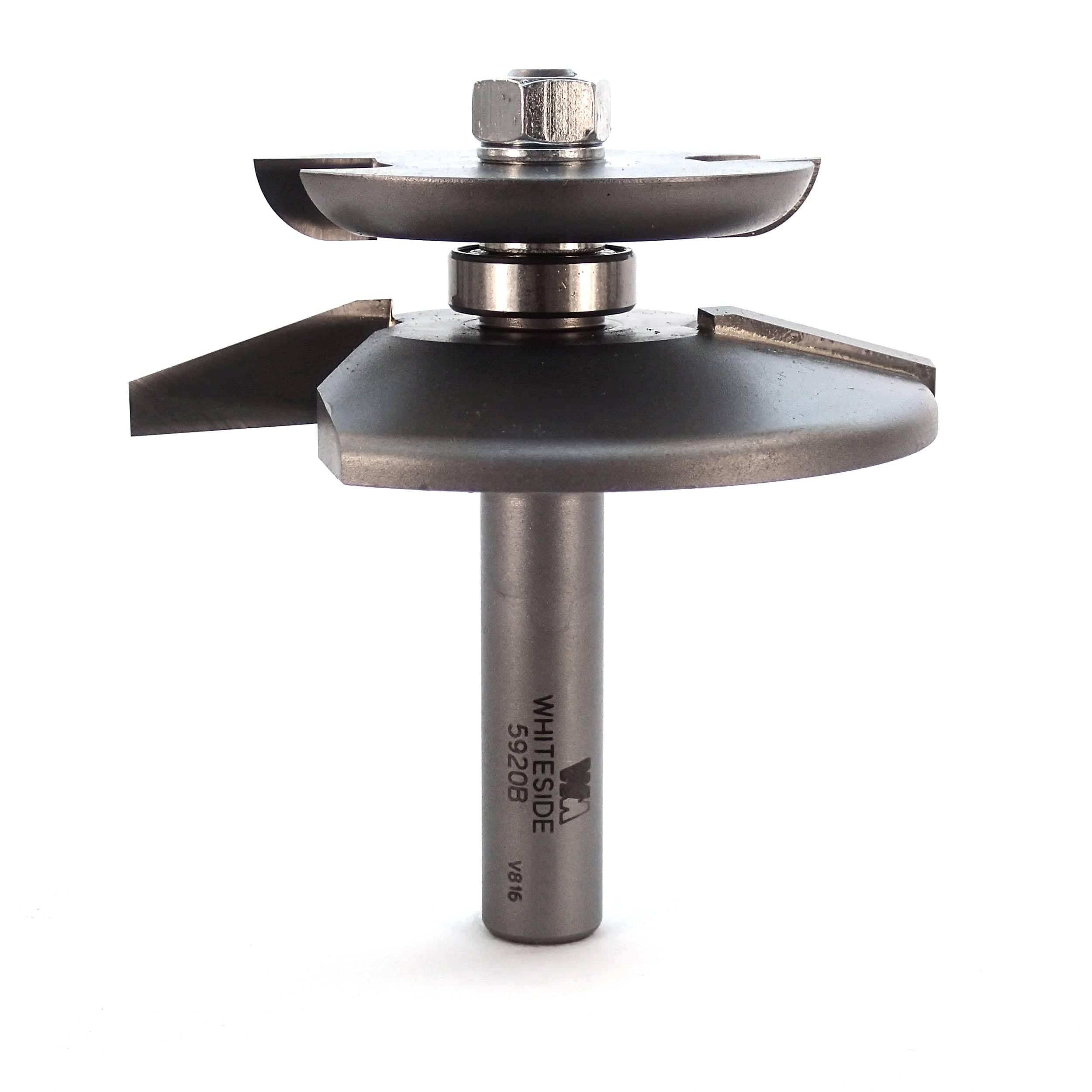 5920B 2-Wing Large Raised Panel Router Bit 3-1/4" D with Back Cutter, Straight - Image 1