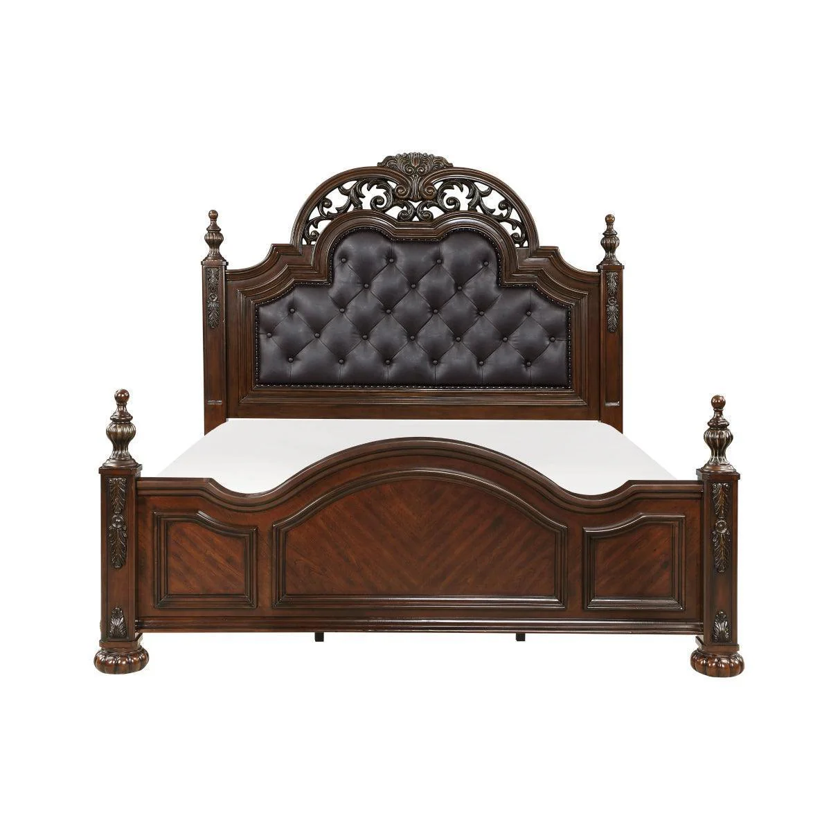 Owen Cherry Upholstered Panel King Bed - Image 1