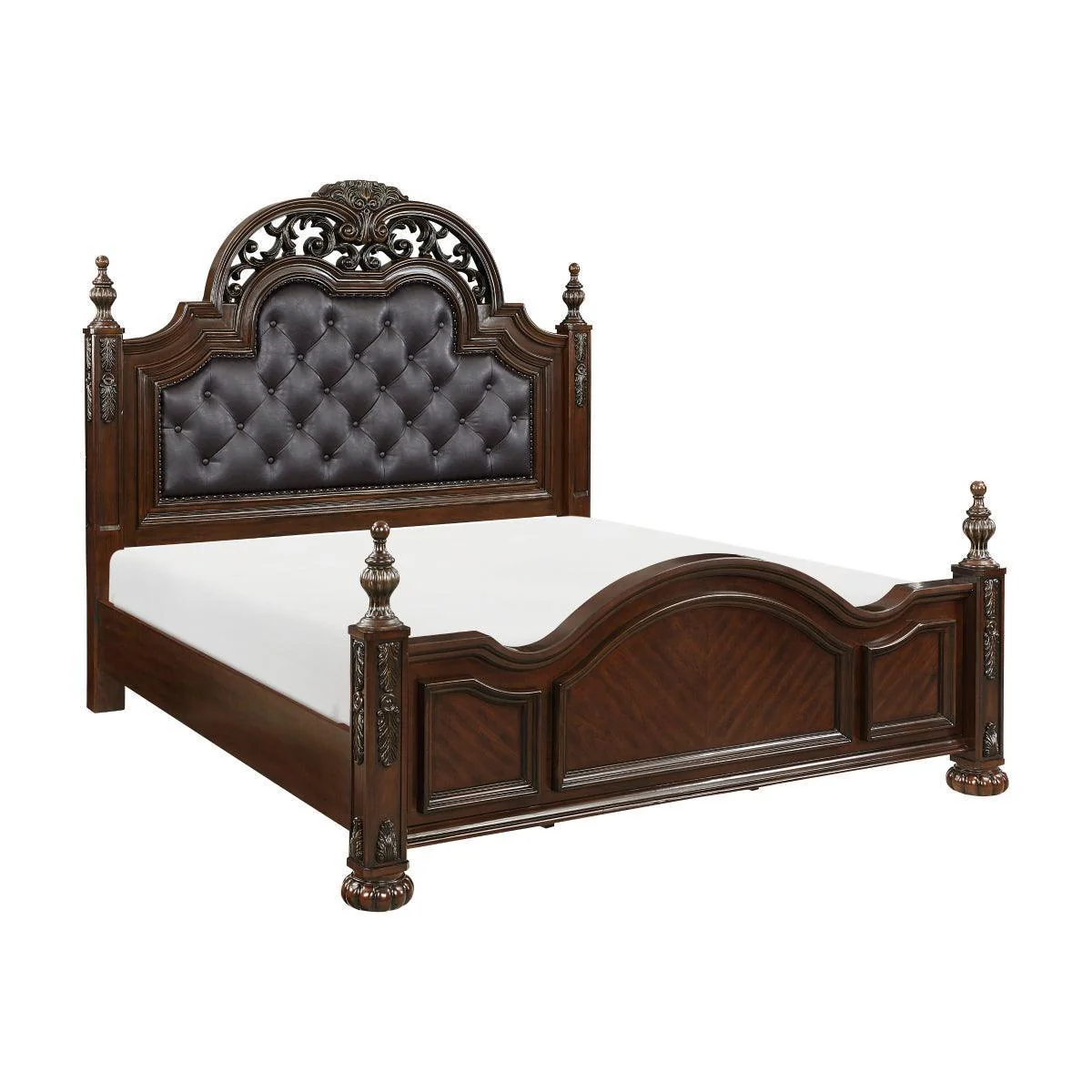 Owen Cherry Upholstered Panel Queen Bed - Image 2