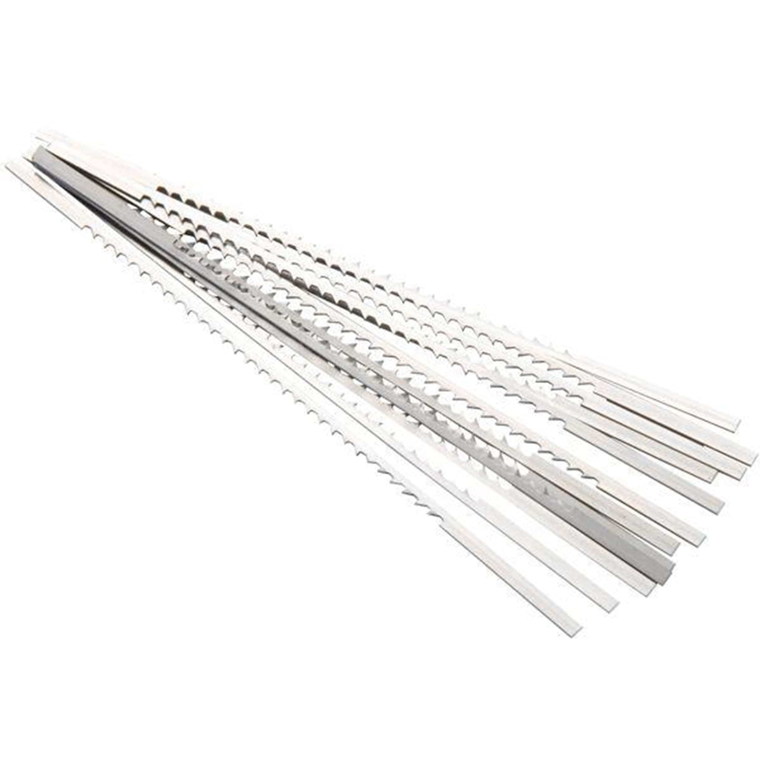 Reverse Tooth Scroll Saw Blade – .012″ x .029″ x #2R x 20/14 TPI – 12 Pack