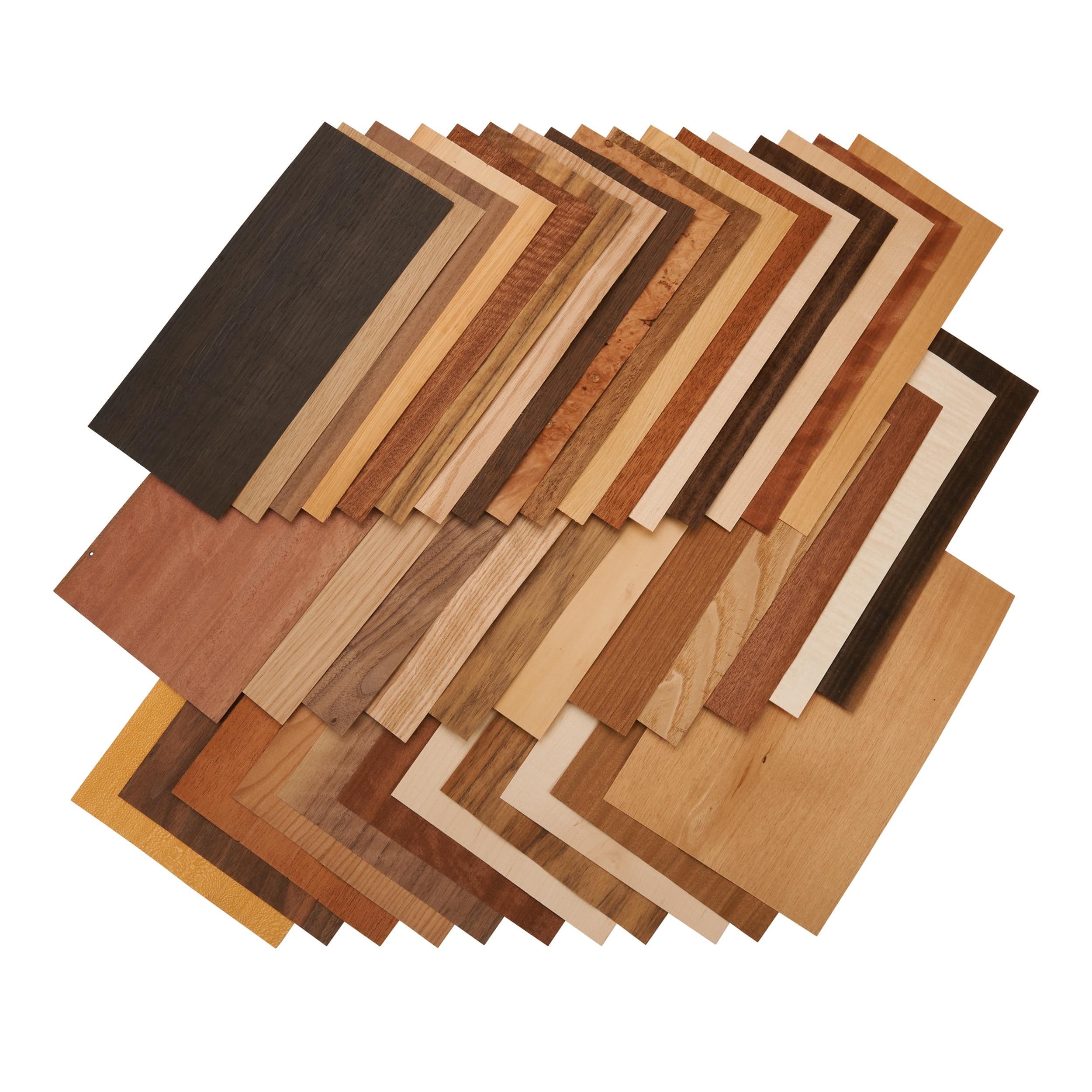 Domestic and Exotic Wood Veneer Pack – 5-1/2″ to 7-1/2″ Width – Mixed Variety – 20 Square Feet