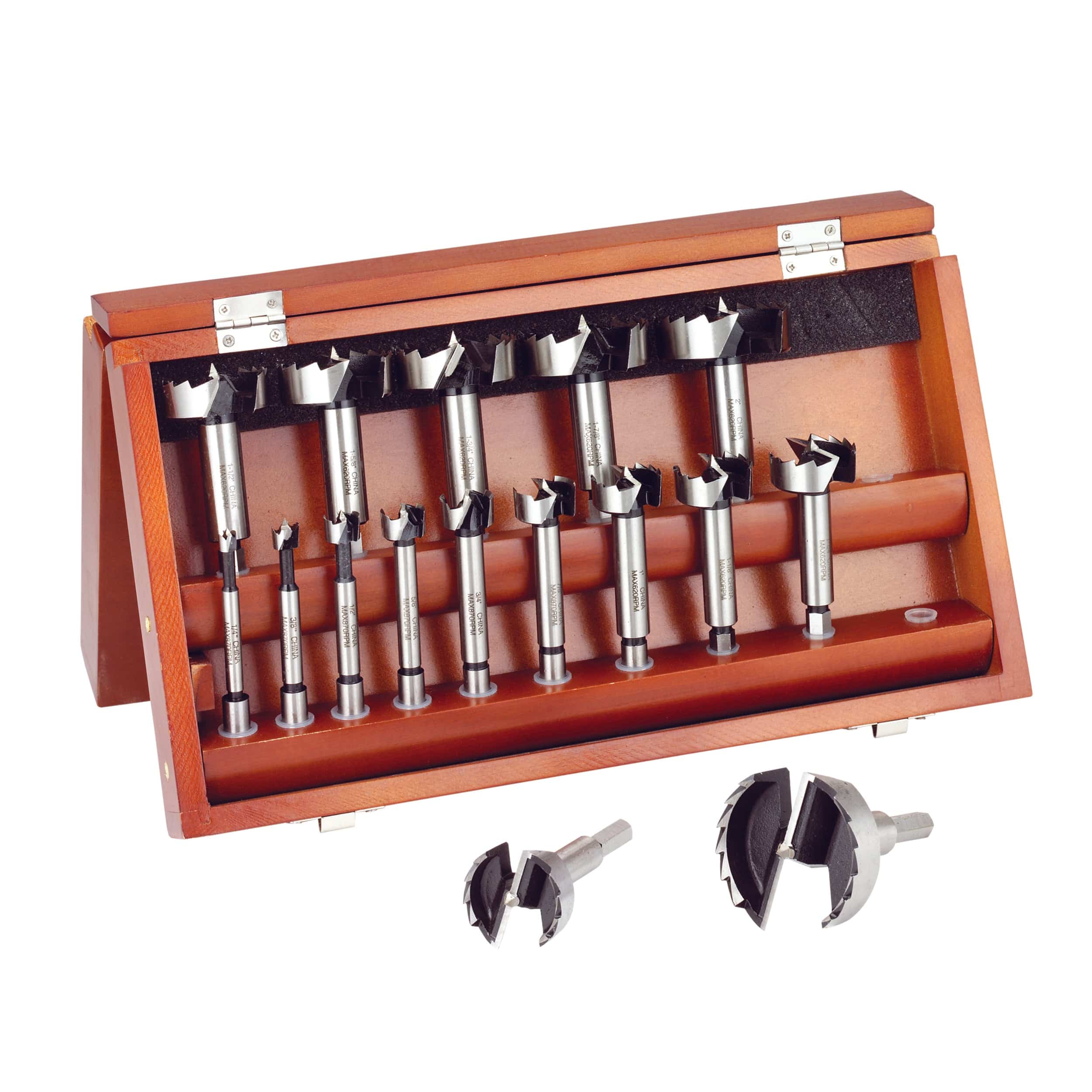 Forstner Bit Set – High-Carbon Steel – Imperial – 16 Piece