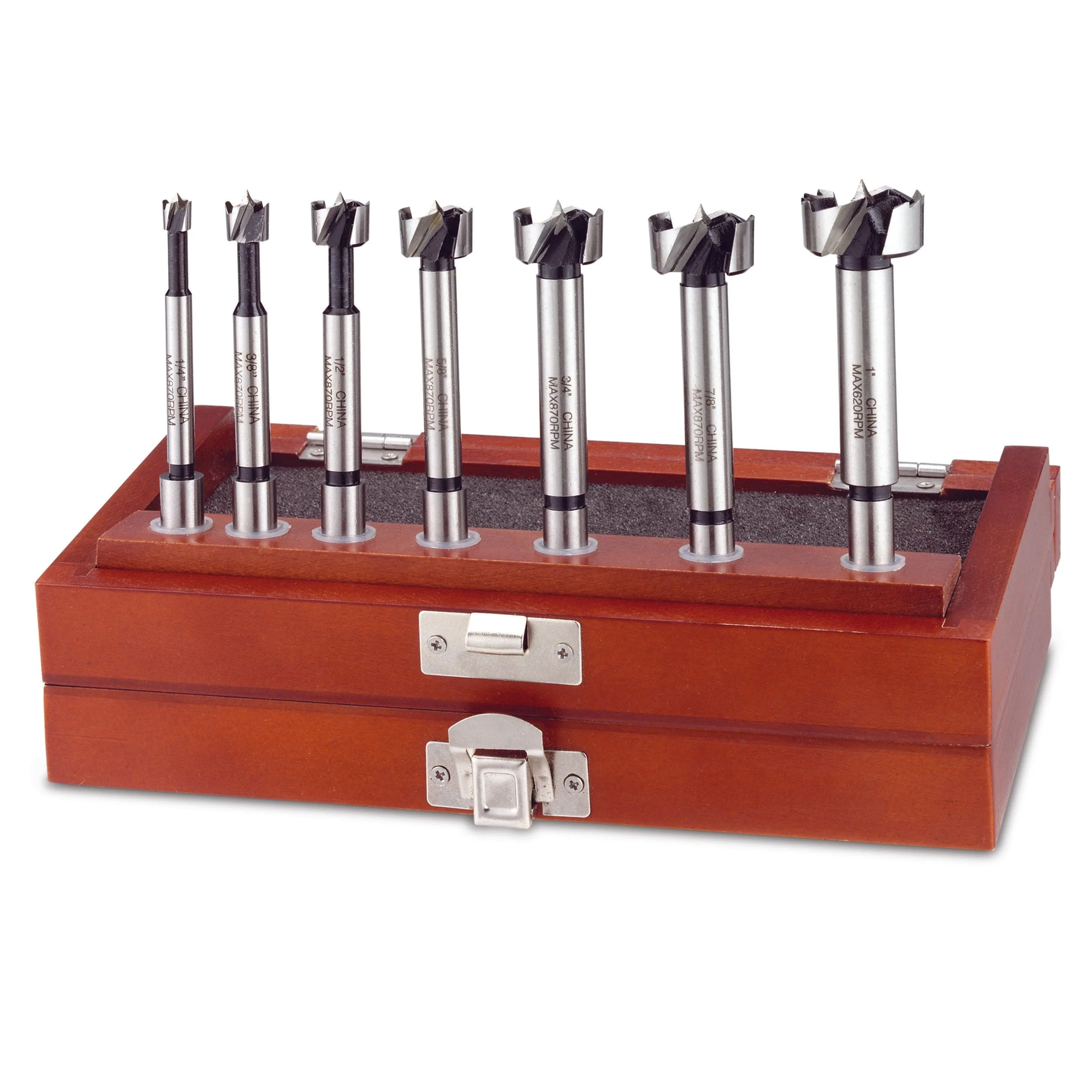Forstner Bit Set- High-Carbon Steel – Imperial – 7 Piece