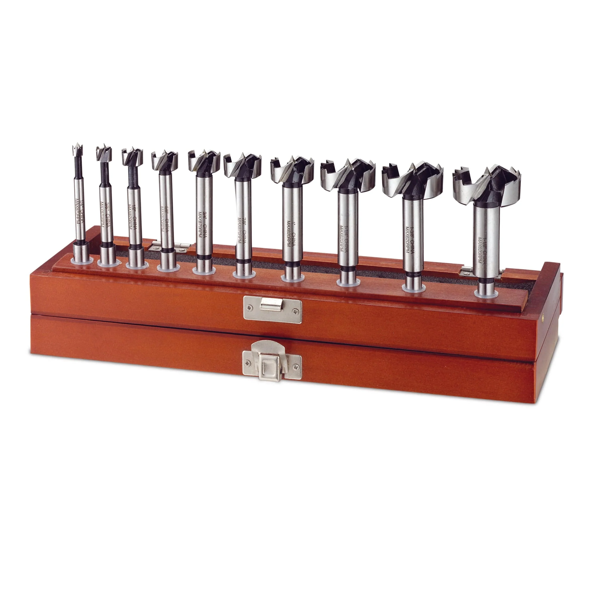 Forstner Bit Set – High-Carbon Steel – Imperial – 10 Piece