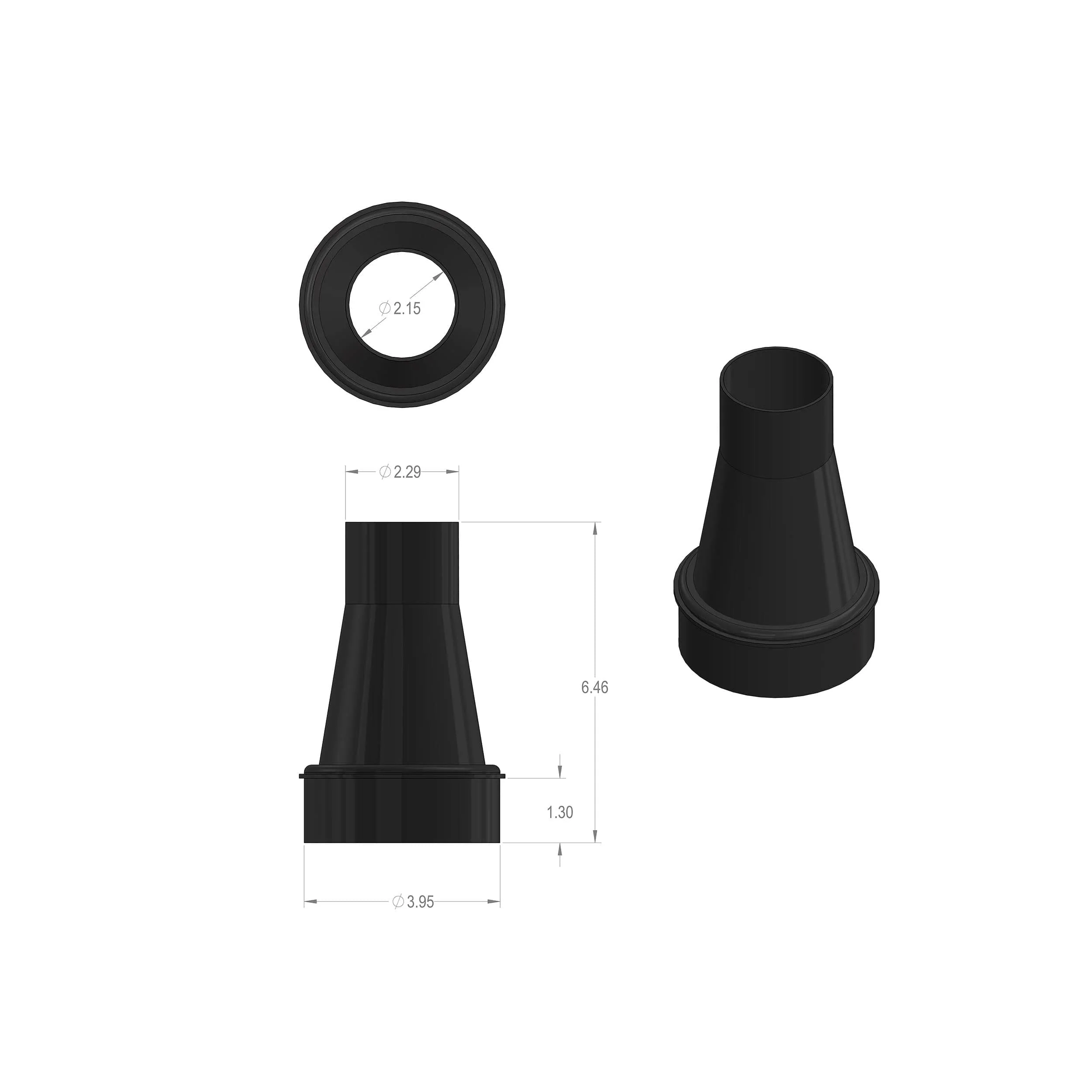 ABS Funnel Reducer Fitting for Dust Extraction System - 4" x 2-1/4" - Image 2