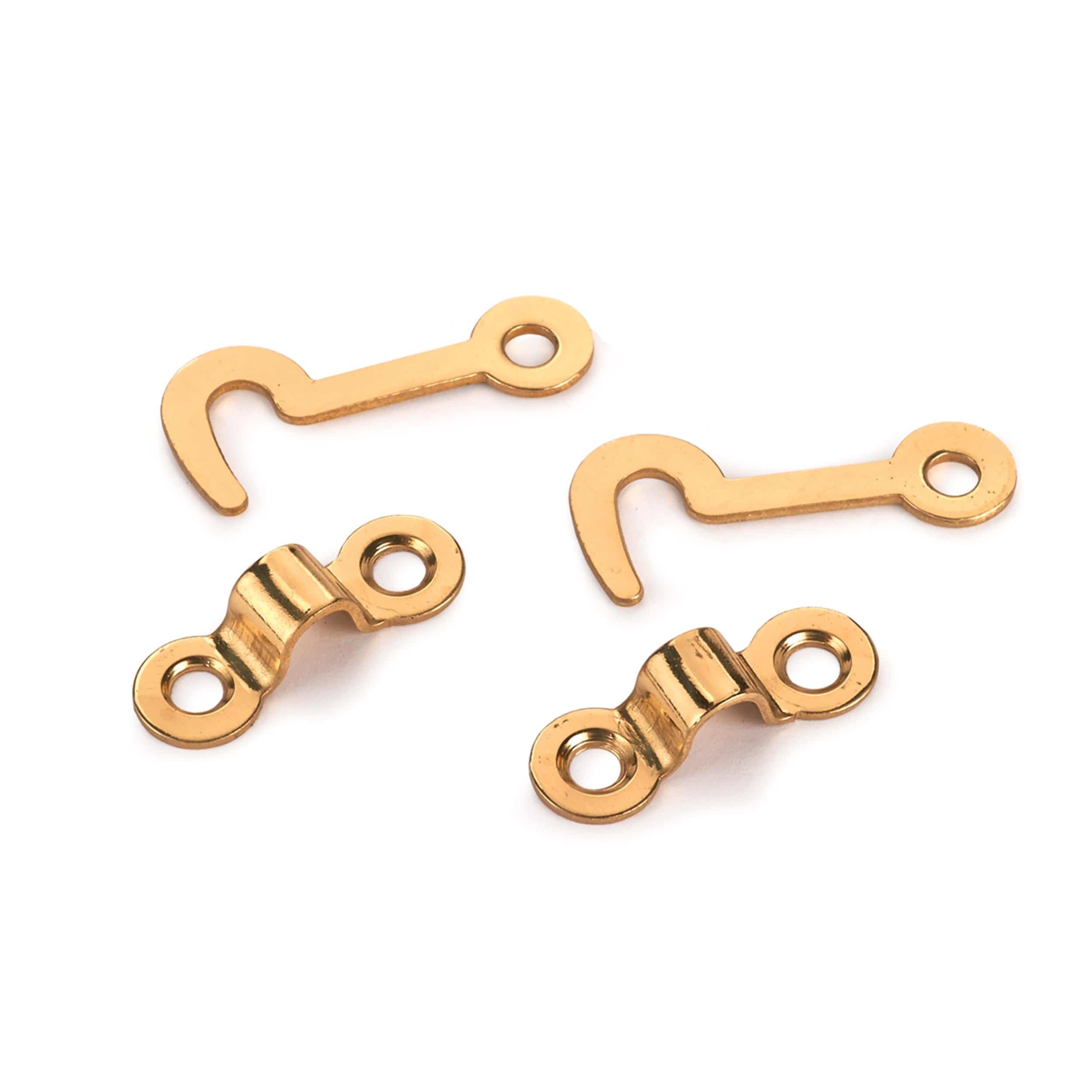 Solid Brass Miniature Hook and Staples Latch Hinge with Fasteners – 2 Pack