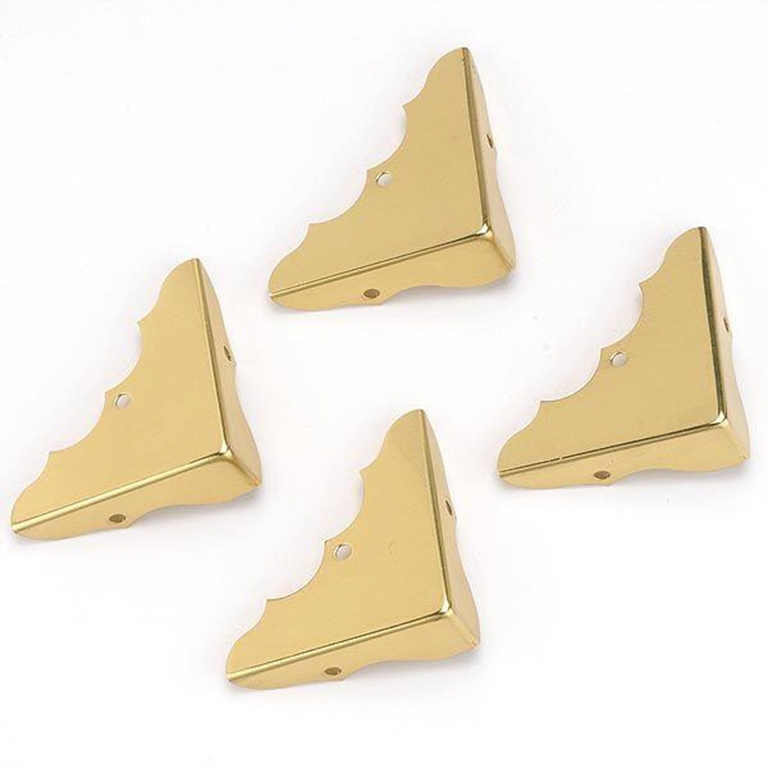 Solid Brass Miniature Decorative Corners with Screws – 5/8″ x 1-3/4″ – 4 Pack