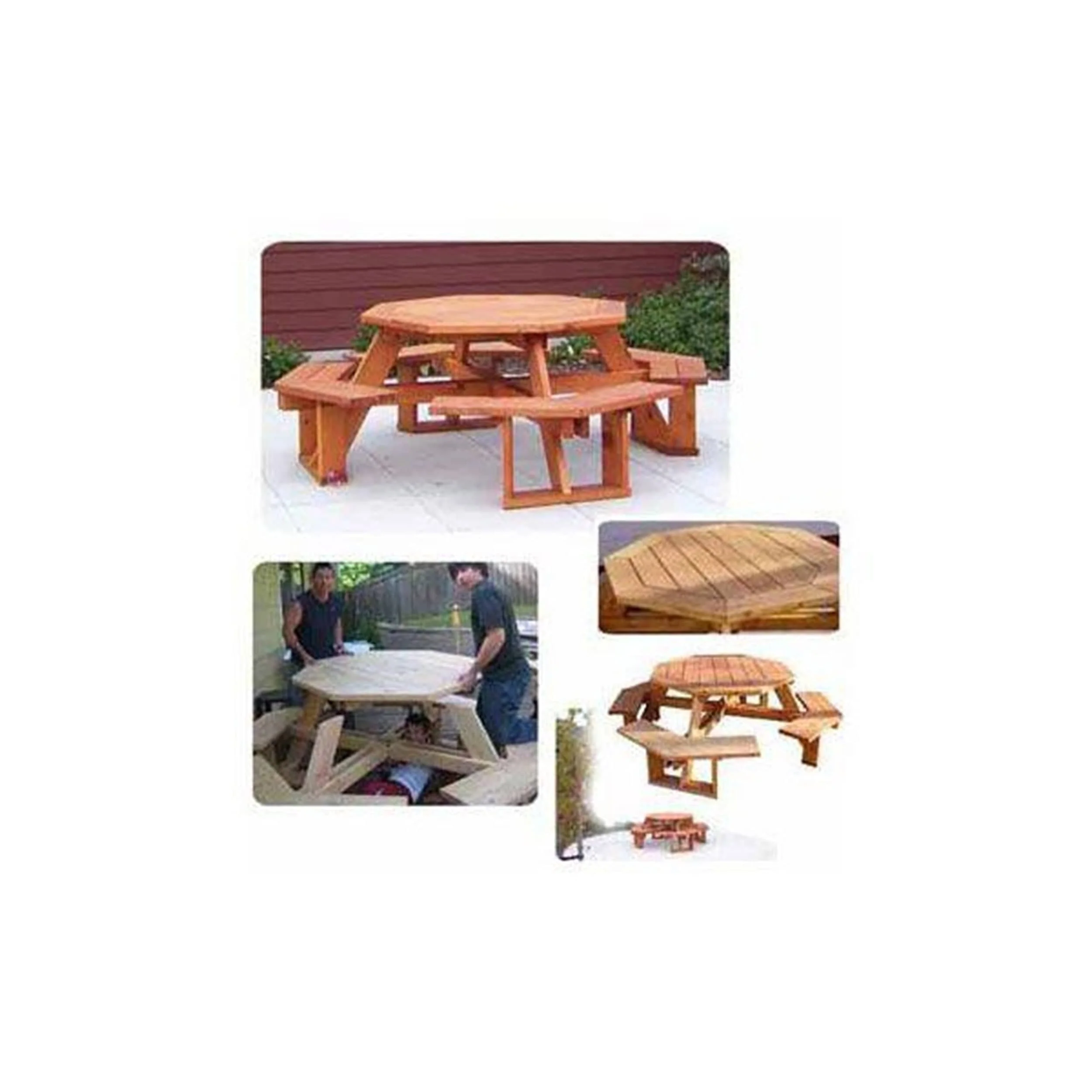 Woodworking Project Paper Plan to Build Octagon Picnic Table - Image 1