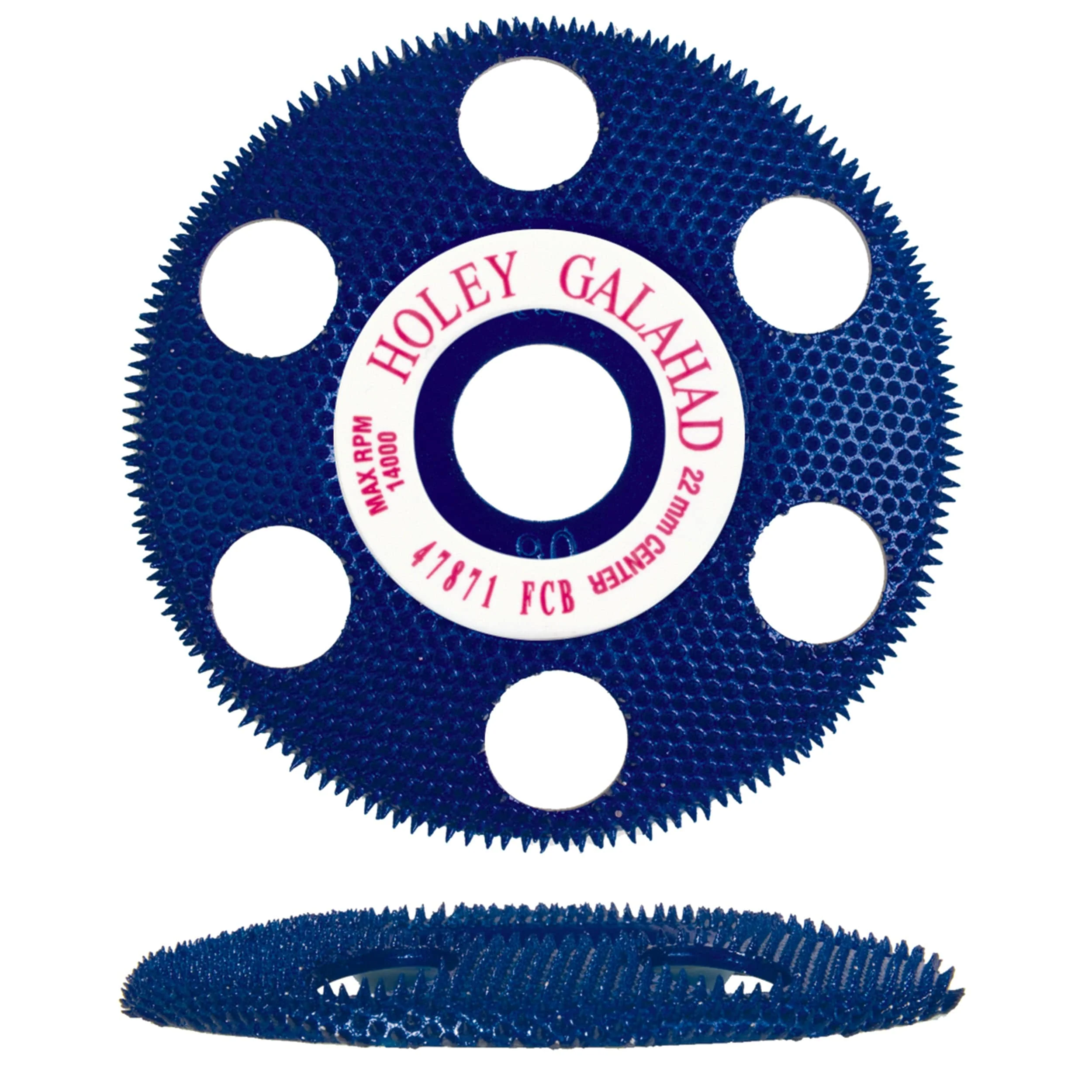 Holey Galahad- See Through Disc – Flat – Blue – Coarse – 7/8″ Arbor