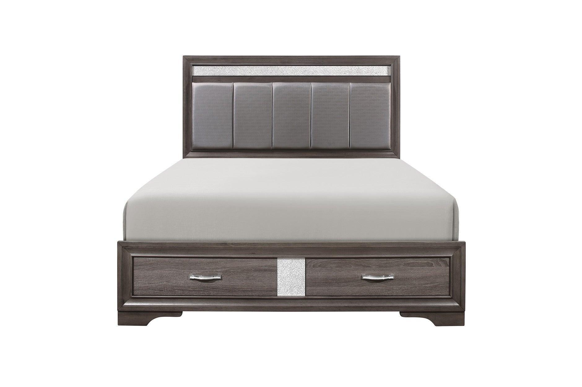 Luster Gray Faux Leather Storage Platform Bedroom Set - Image 2