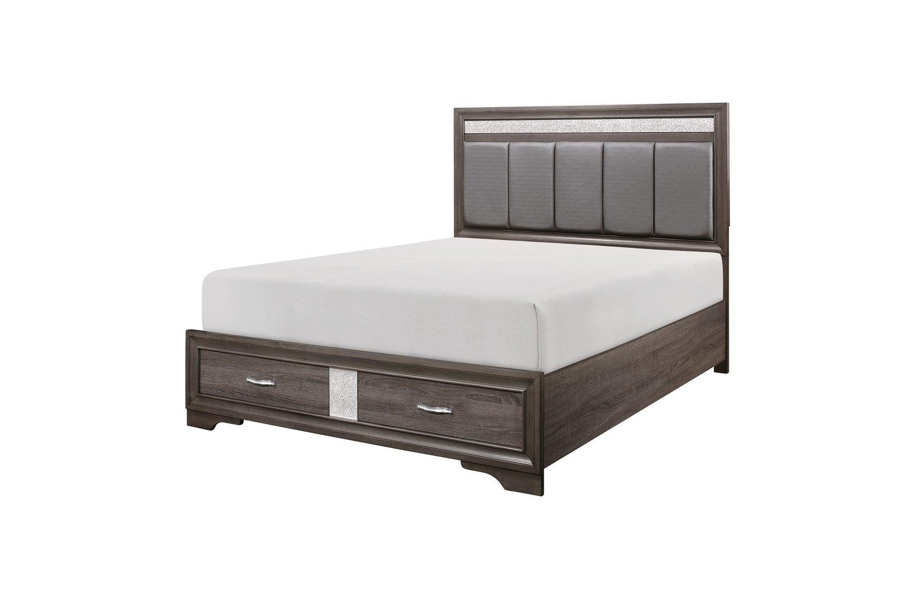 Luster Gray Faux Leather Storage Platform Bedroom Set - Image 3