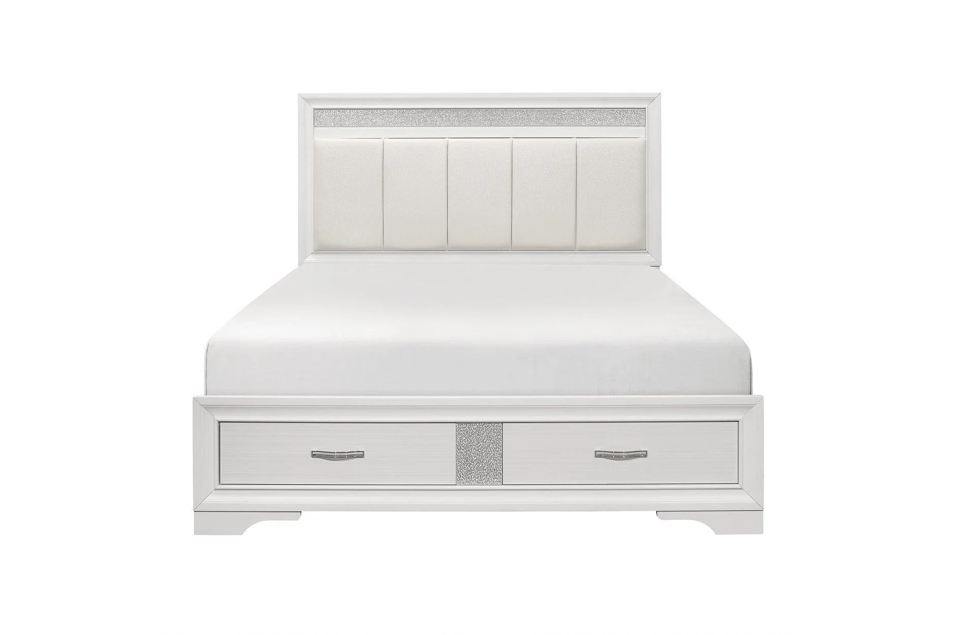 Luster White Faux Leather Storage Platform Bedroom Set - Image 2