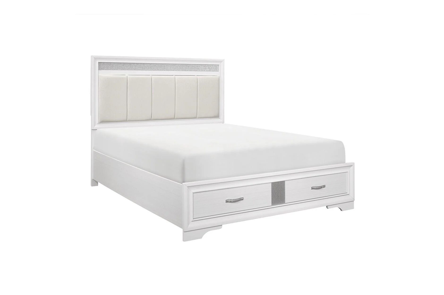 Luster White Faux Leather Storage Platform Bedroom Set - Image 3