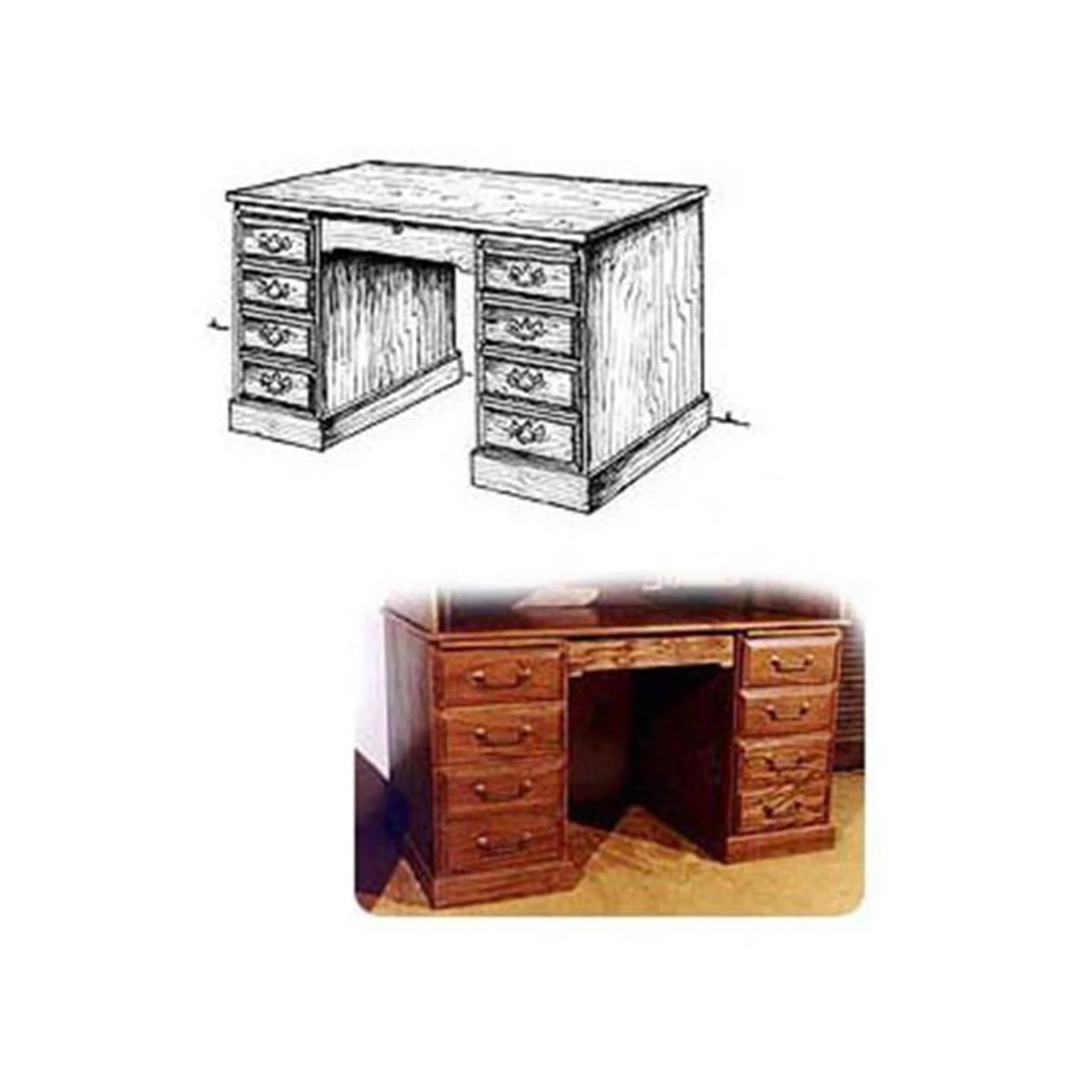 Woodworking Project Paper Plan to Build Roll Top Desk (Lower Portion) - Image 1
