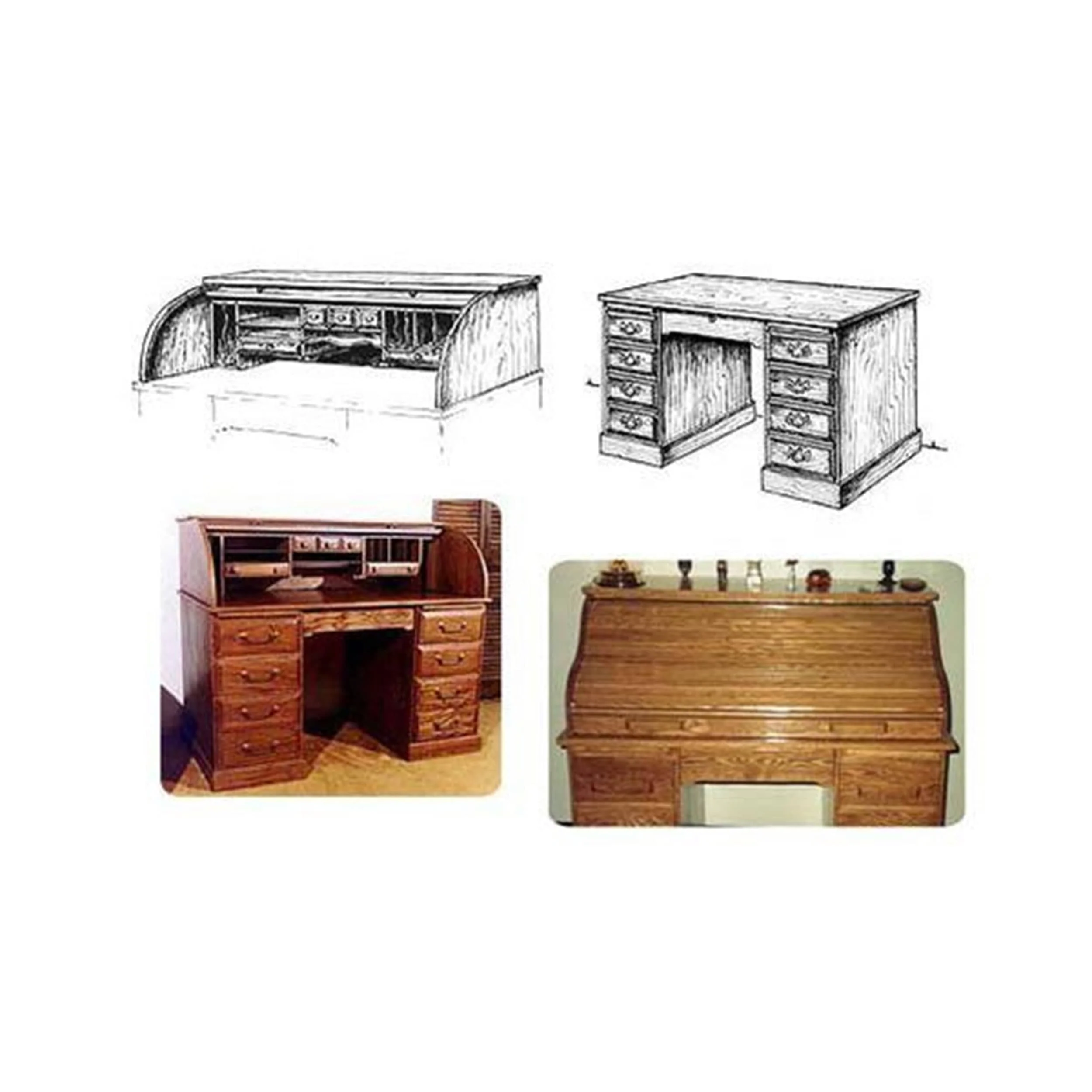 Twin Tambor Roll Top Desk Woodworking Plan - Image 1