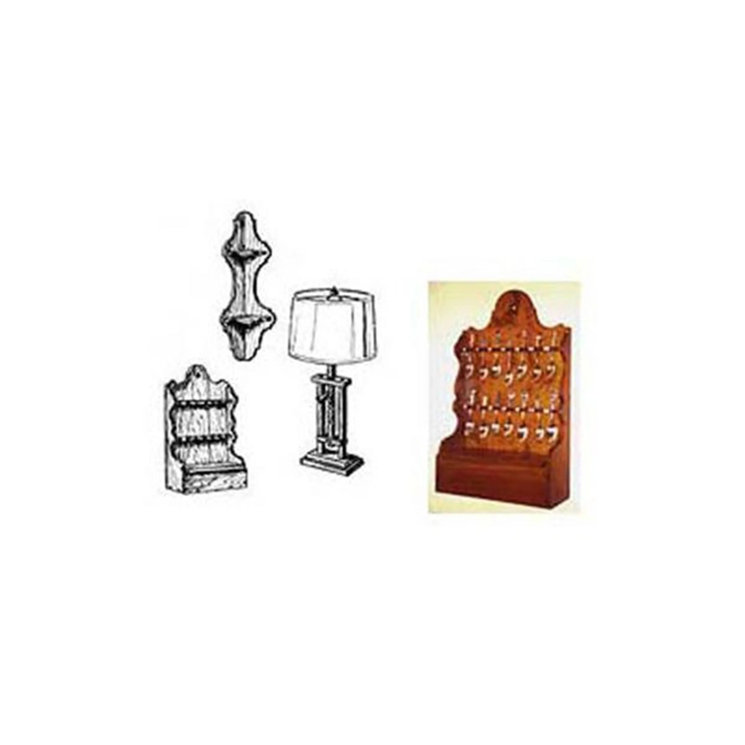 Woodworking Project Paper Plan to Build Spoon Rack, Shelf, Ratchet Lamp - Image 1