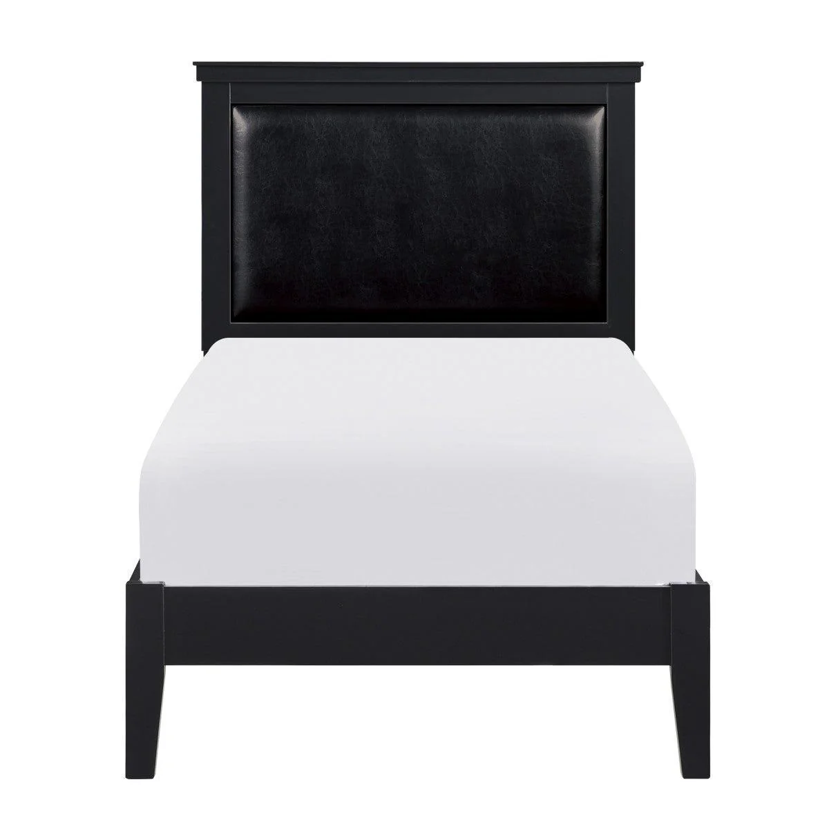 Seabright Black Faux Leather Panel Twin Bed - Image 1