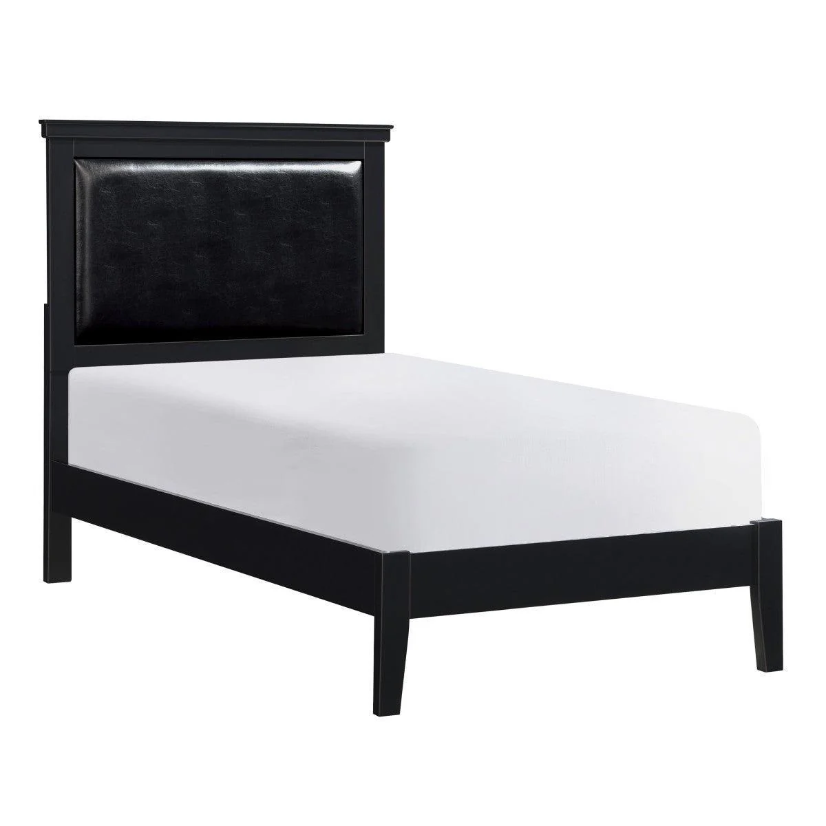 Seabright Black Faux Leather Panel Twin Bed - Image 2