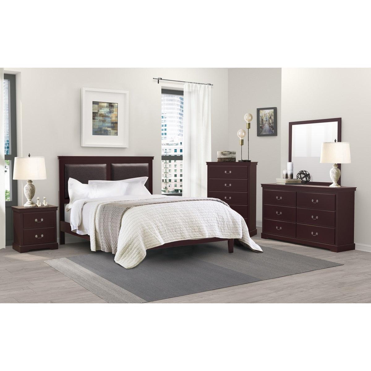 Seabright Cherry Faux Leather Panel Full Bed - Image 3