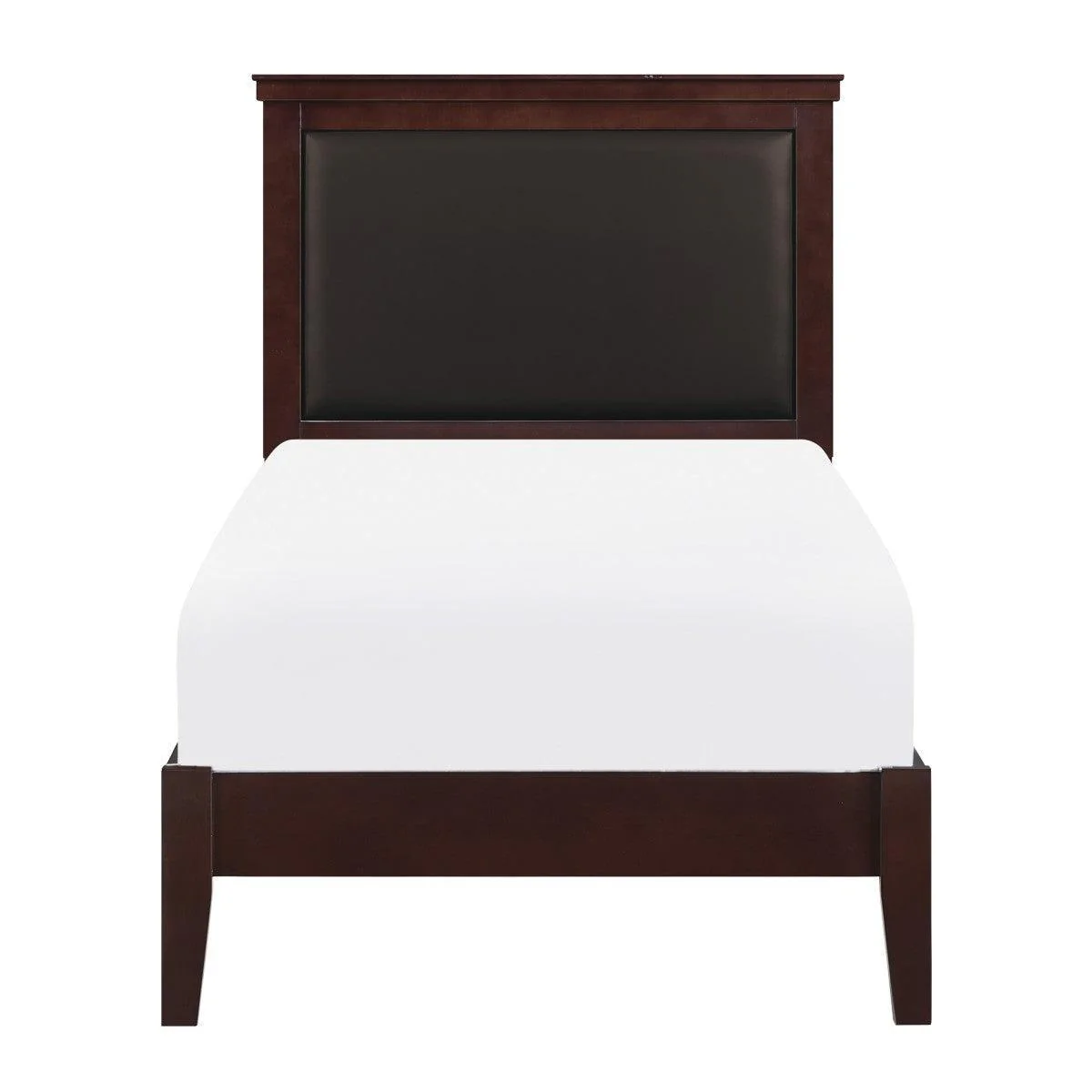 Seabright Cherry Faux Leather Panel Twin Bed - Image 1