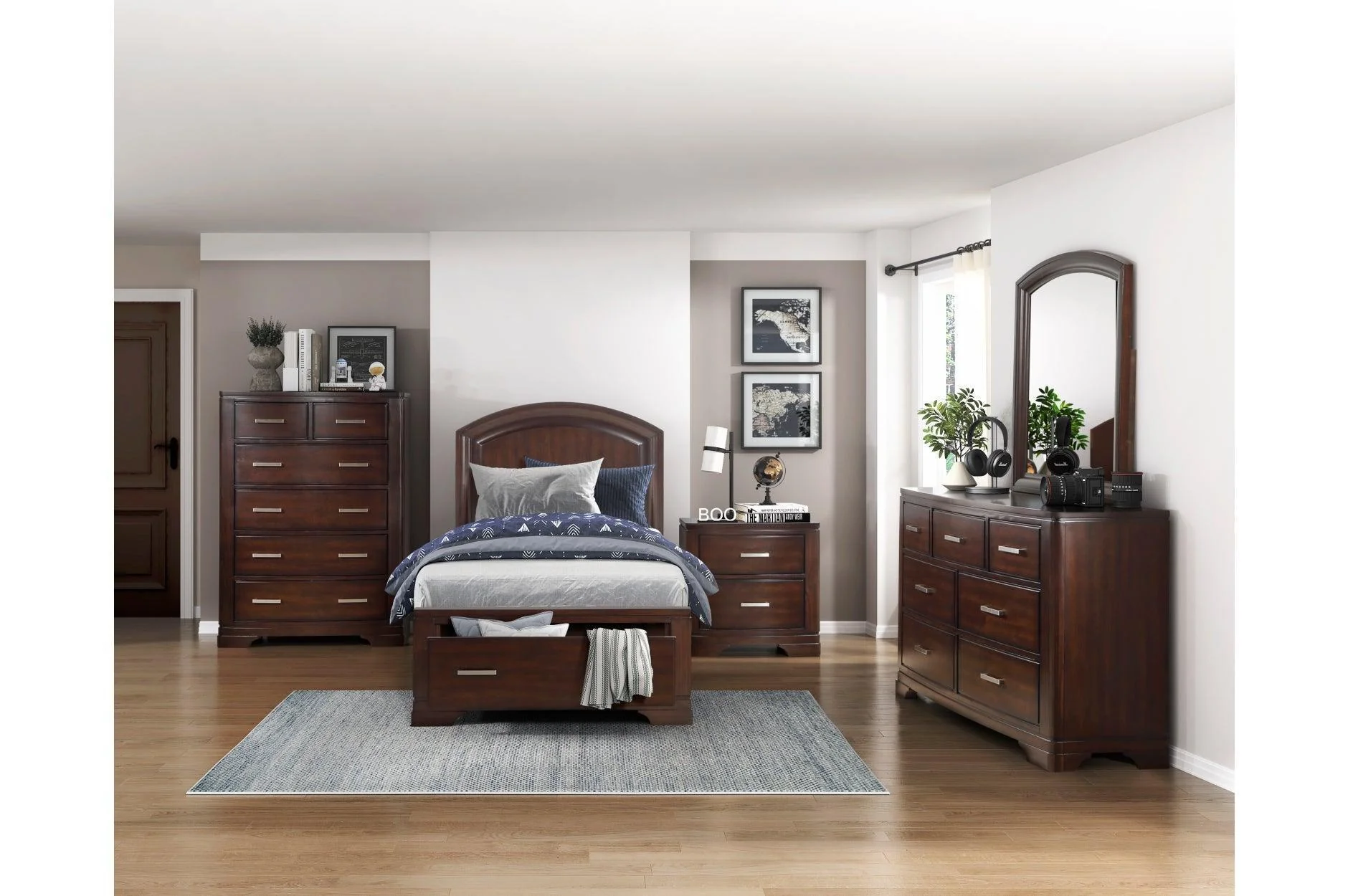 Hudson Cherry Storage Platform Bedroom Set - Image 2