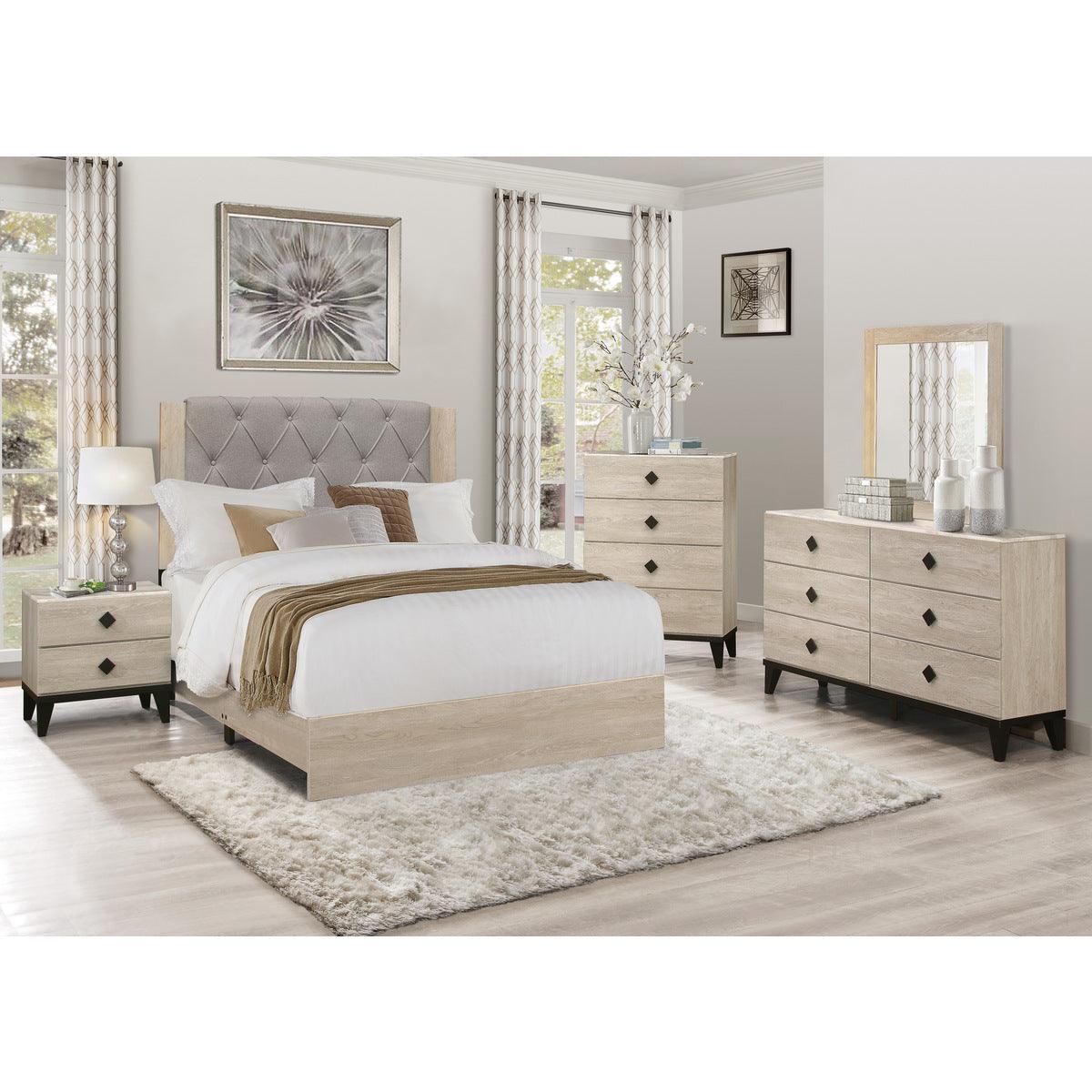 Whiting Cream Fabric Tufted Platform Full Bed - Image 3